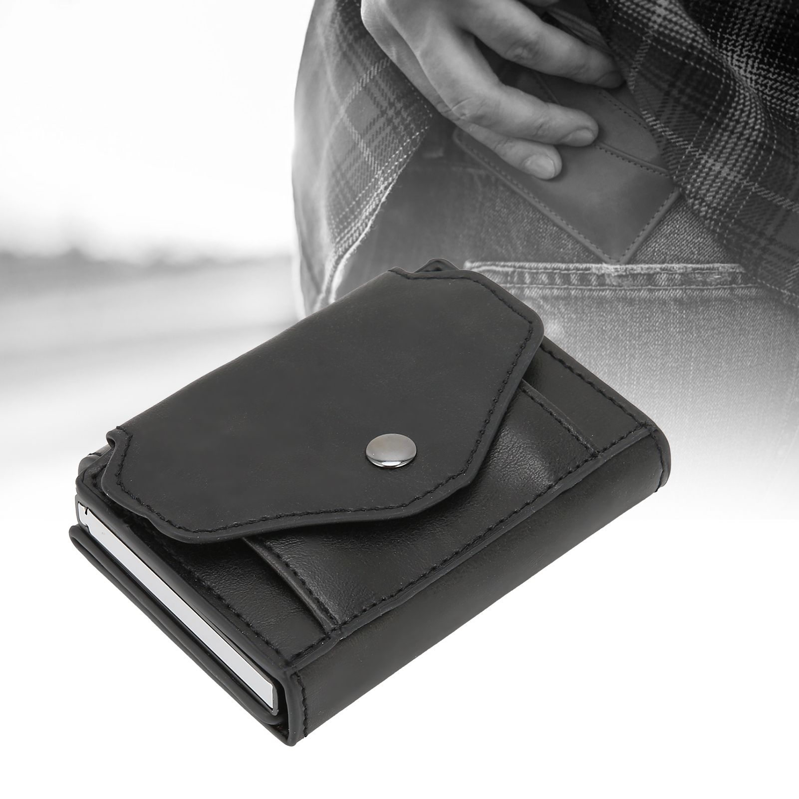 Auto Credit Card Holder Anti Theft Men Wallet Credit ID Cards Case Bag for view 11