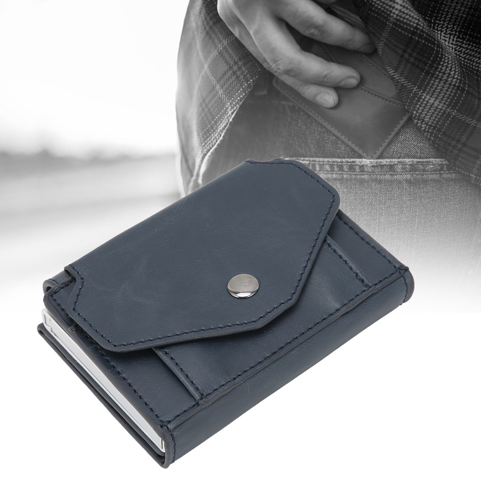 Auto Credit Card Holder Anti Theft Men Wallet Credit ID Cards Case Bag for view 11