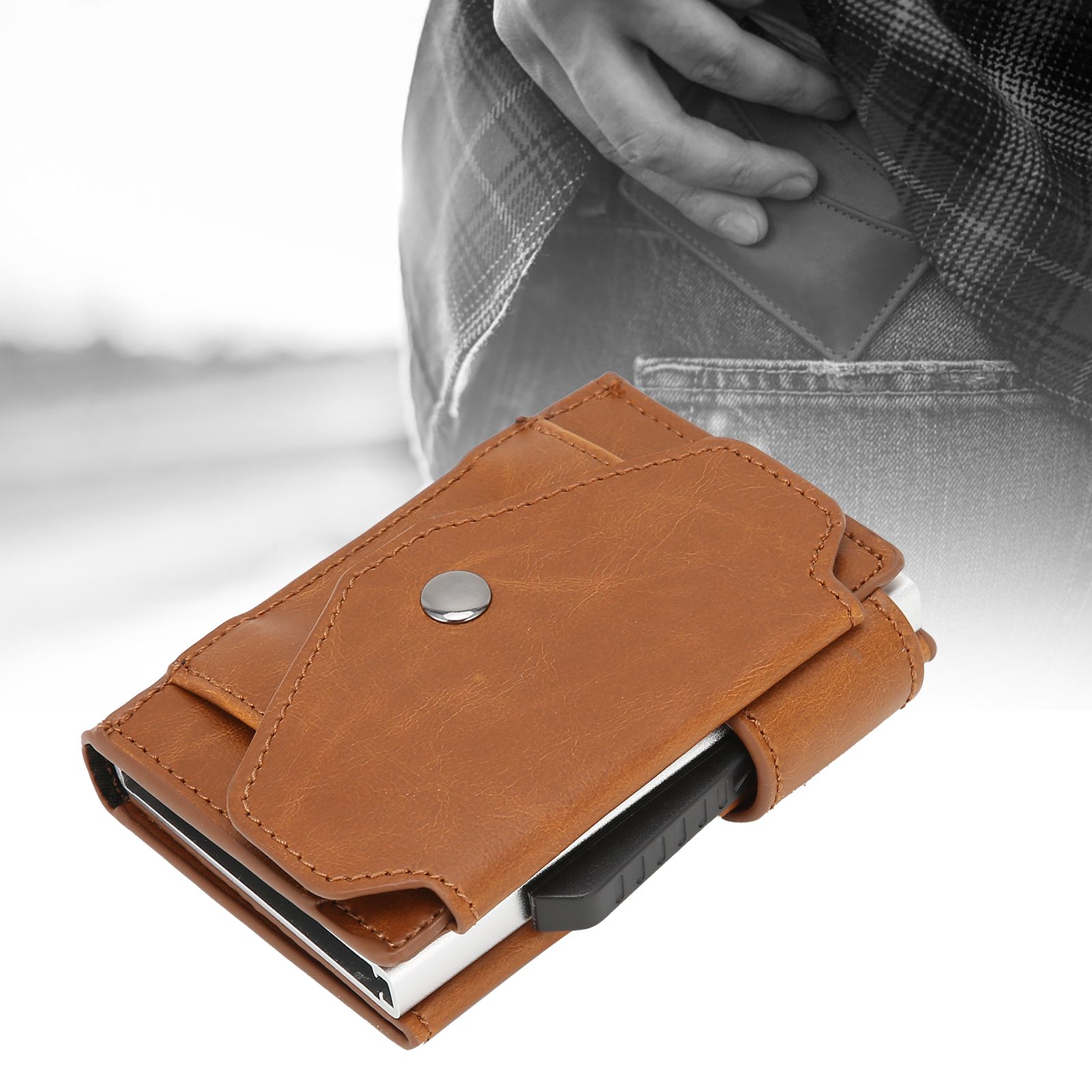 Auto Credit Card Holder Anti Theft Men Wallet Credit ID Cards Case Bag for view 11