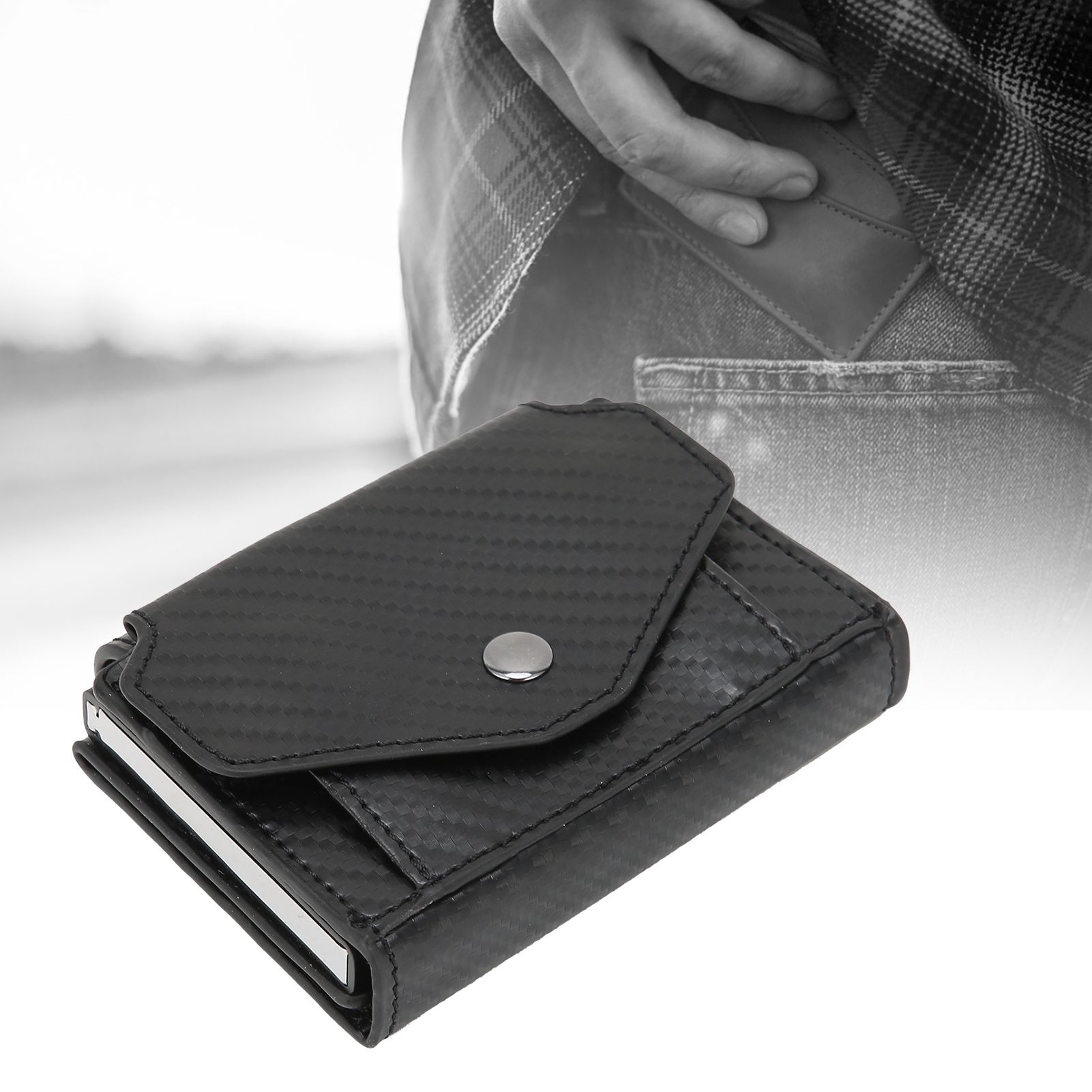 Auto Credit Card Holder Anti Theft Men Wallet Credit ID Cards Case Bag for view 11