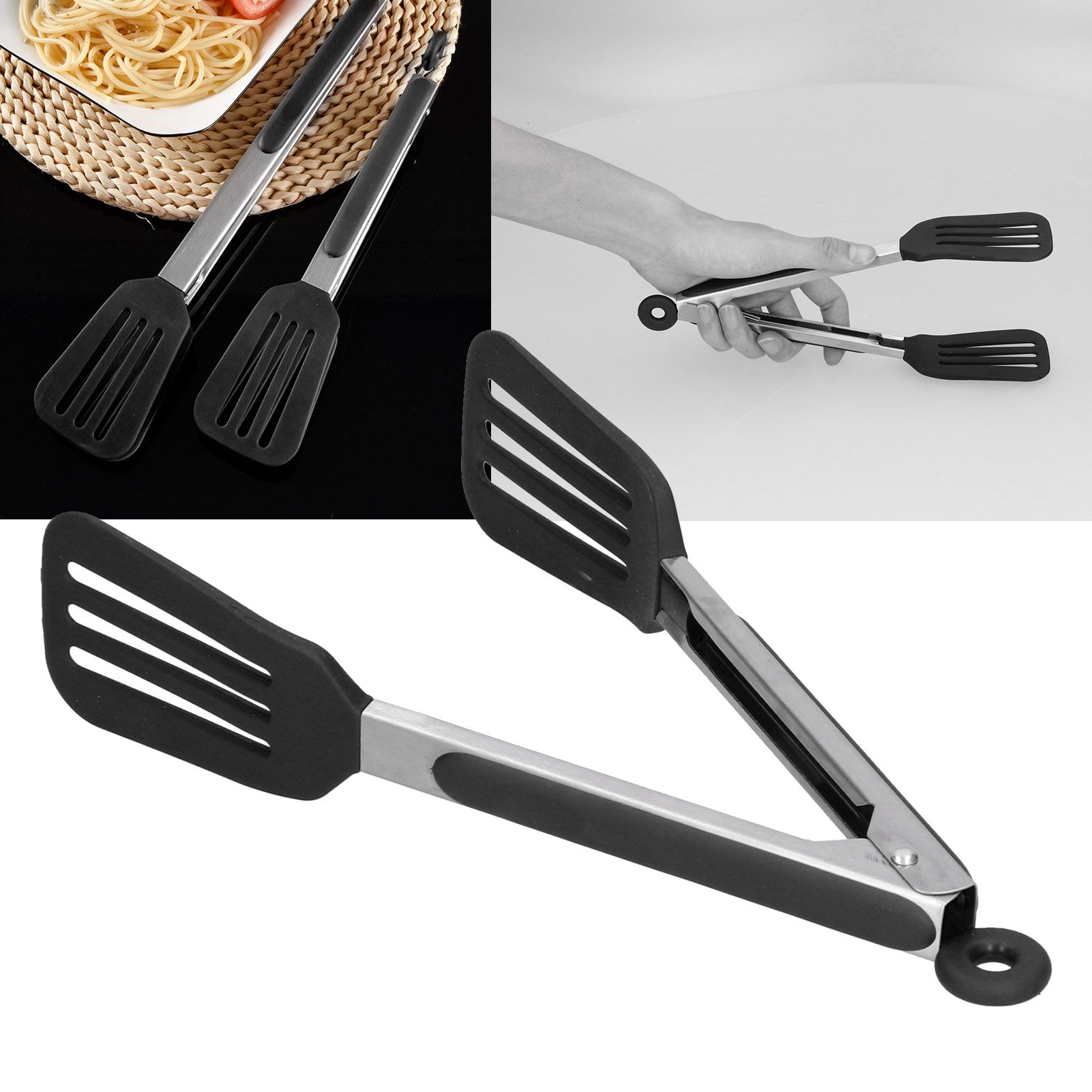 Stainless Steel Silicone Steak Clamp Foldable Barbecue Baking Tongs for BBQ view 11