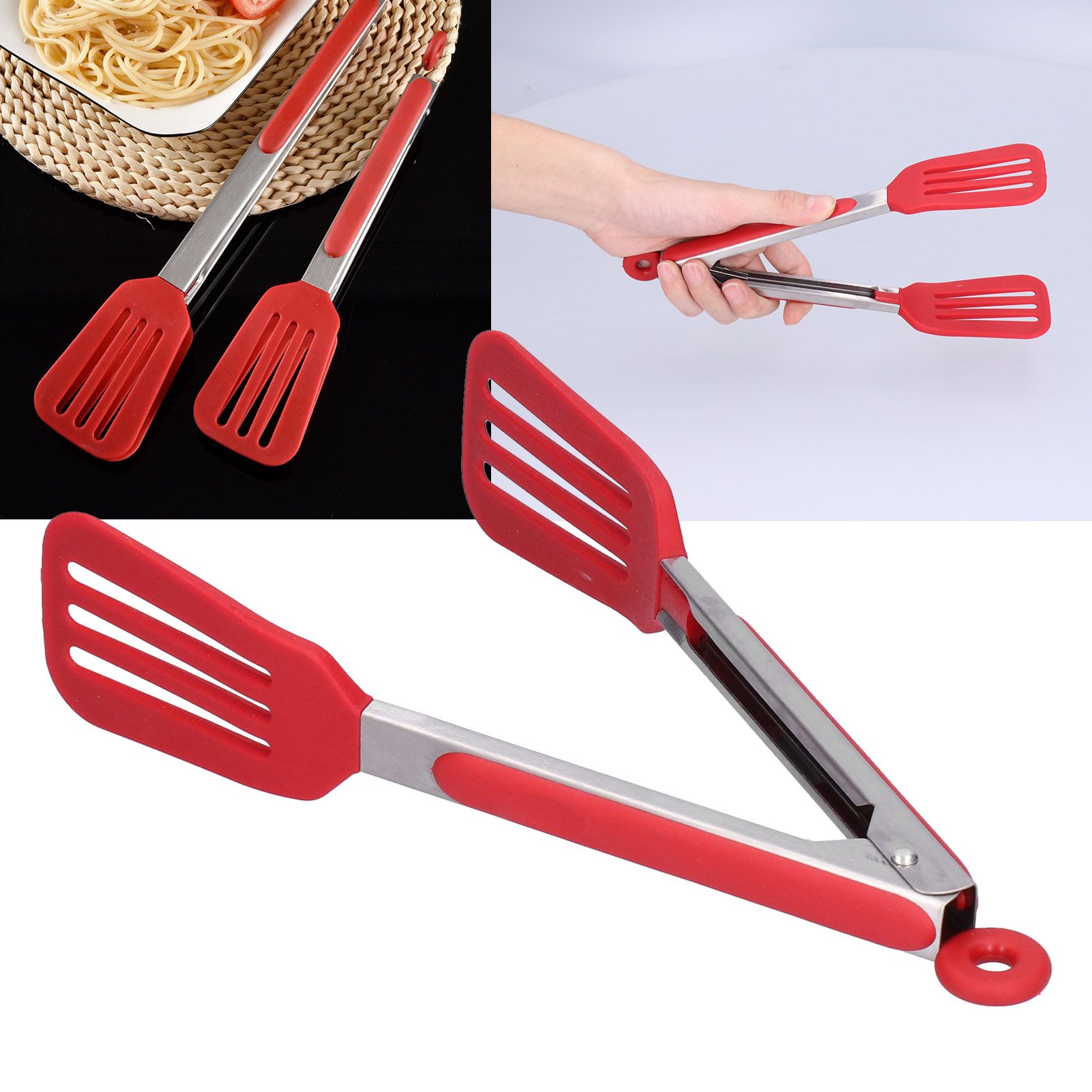 Stainless Steel Silicone Steak Clamp Foldable Barbecue Baking Tongs for BBQ view 11