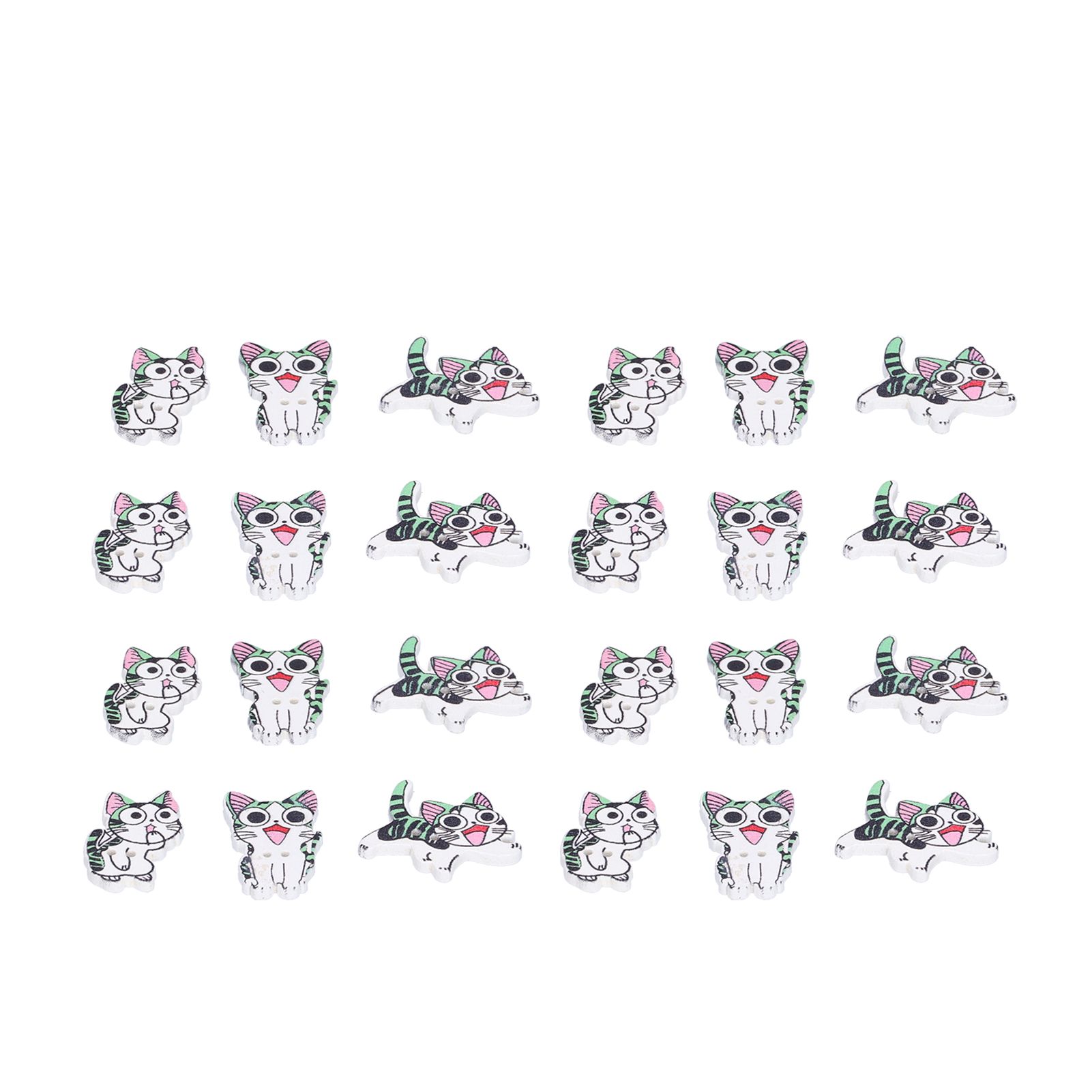 50pcs Wooden Buttons Cartoon Cute Cat Shape Buttons for Handmade Sewing Decoration view 4