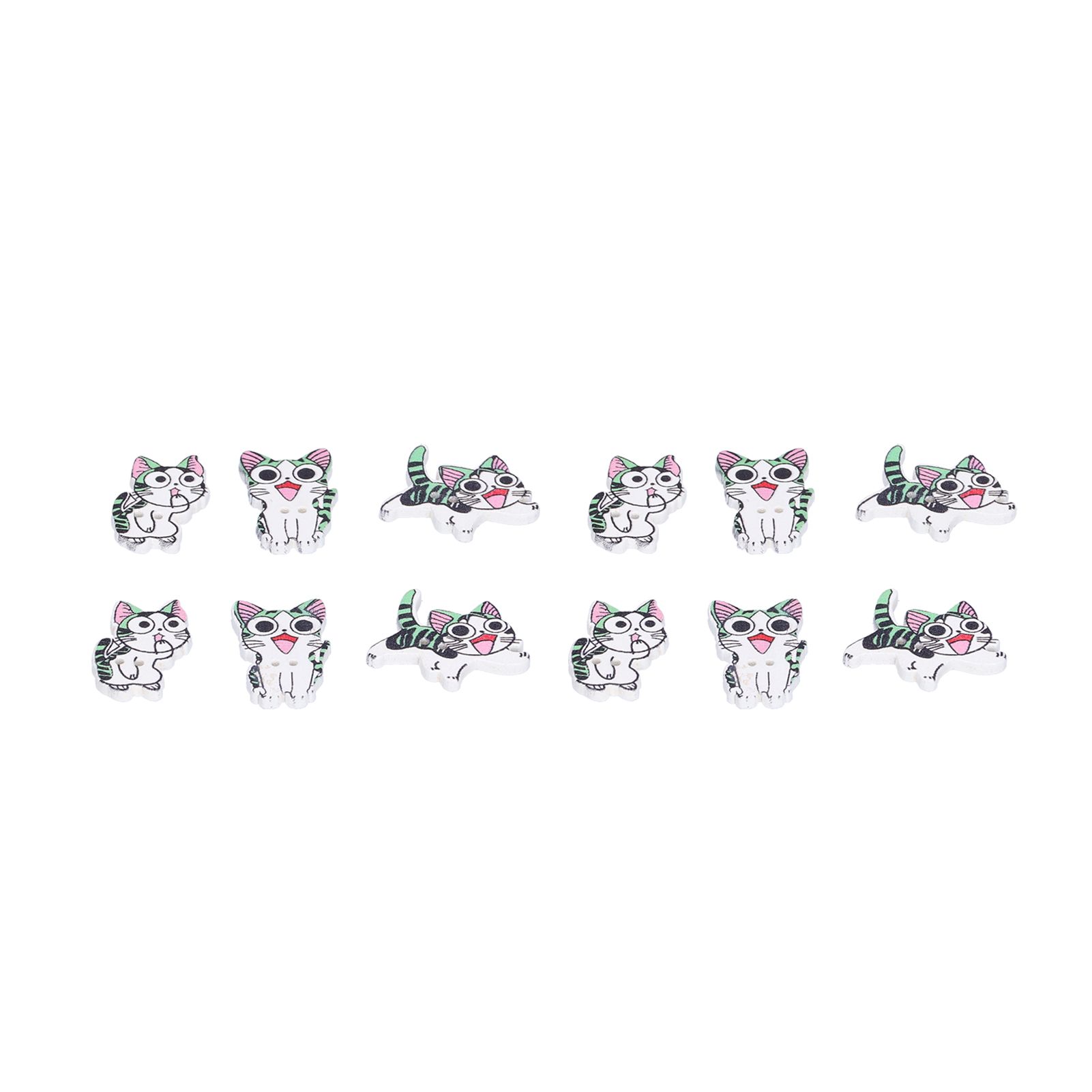 50pcs Wooden Buttons Cartoon Cute Cat Shape Buttons for Handmade Sewing Decoration view 6