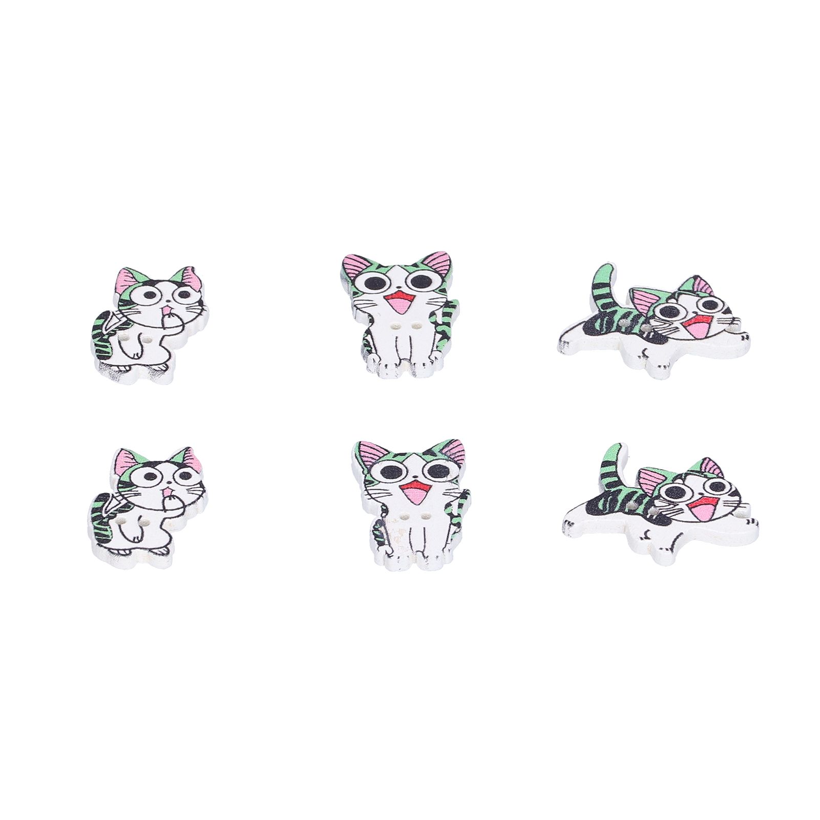 50pcs Wooden Buttons Cartoon Cute Cat Shape Buttons for Handmade Sewing Decoration view 7