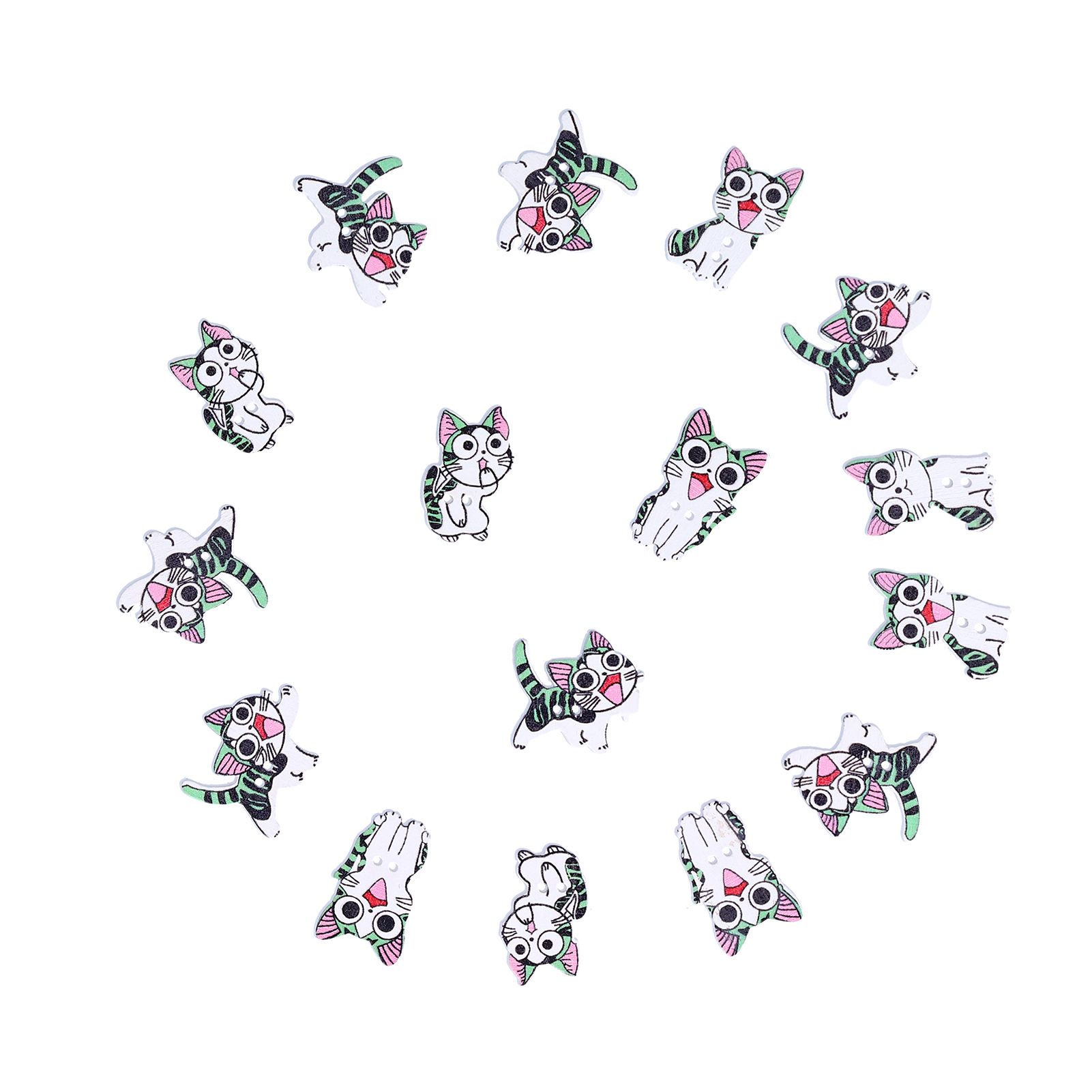 50pcs Wooden Buttons Cartoon Cute Cat Shape Buttons for Handmade Sewing Decoration view 9