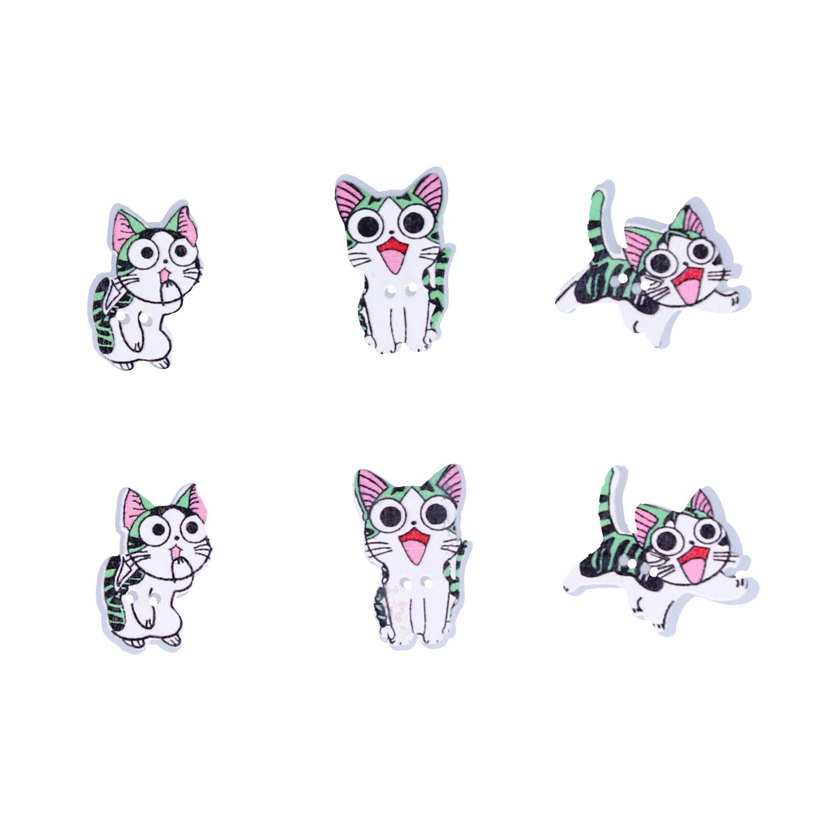 50pcs Wooden Buttons Cartoon Cute Cat Shape Buttons for Handmade Sewing Decoration view 10