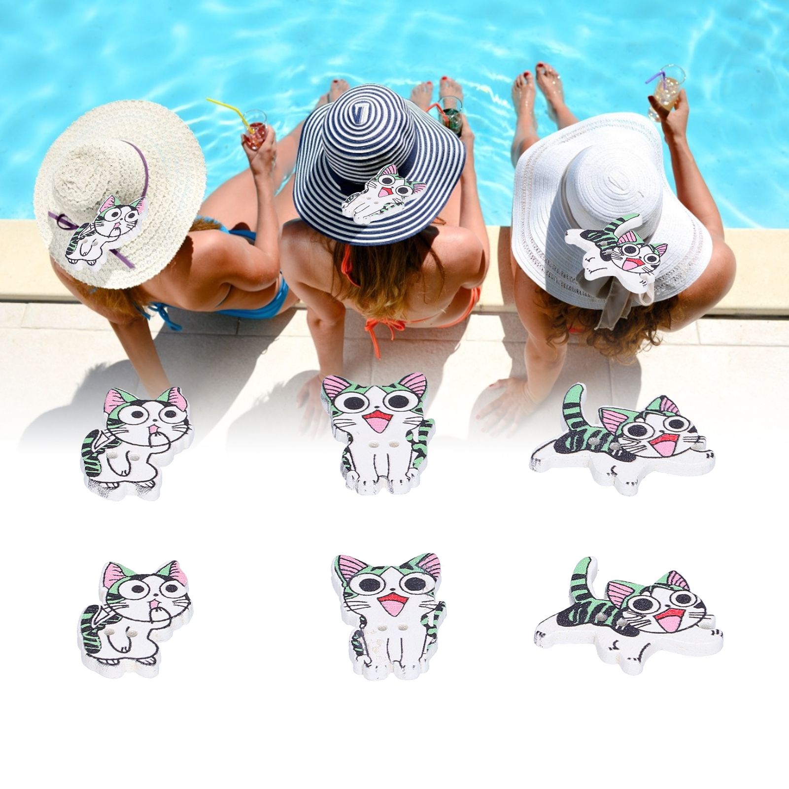 50pcs Wooden Buttons Cartoon Cute Cat Shape Buttons for Handmade Sewing Decoration view 11