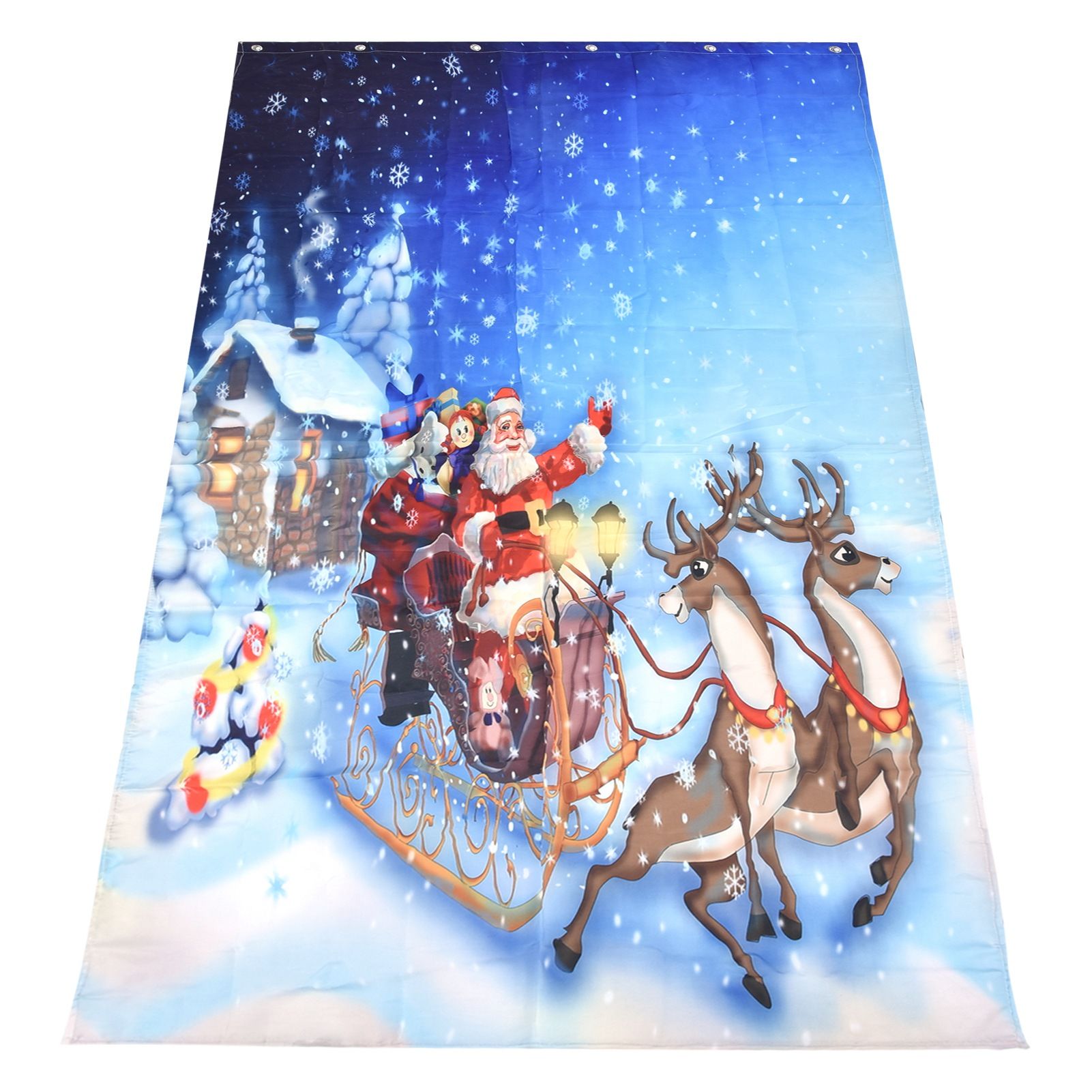 Partition Curtain Free Punching Christmas Pattern Bath Bathroom Shower Curtain view 10