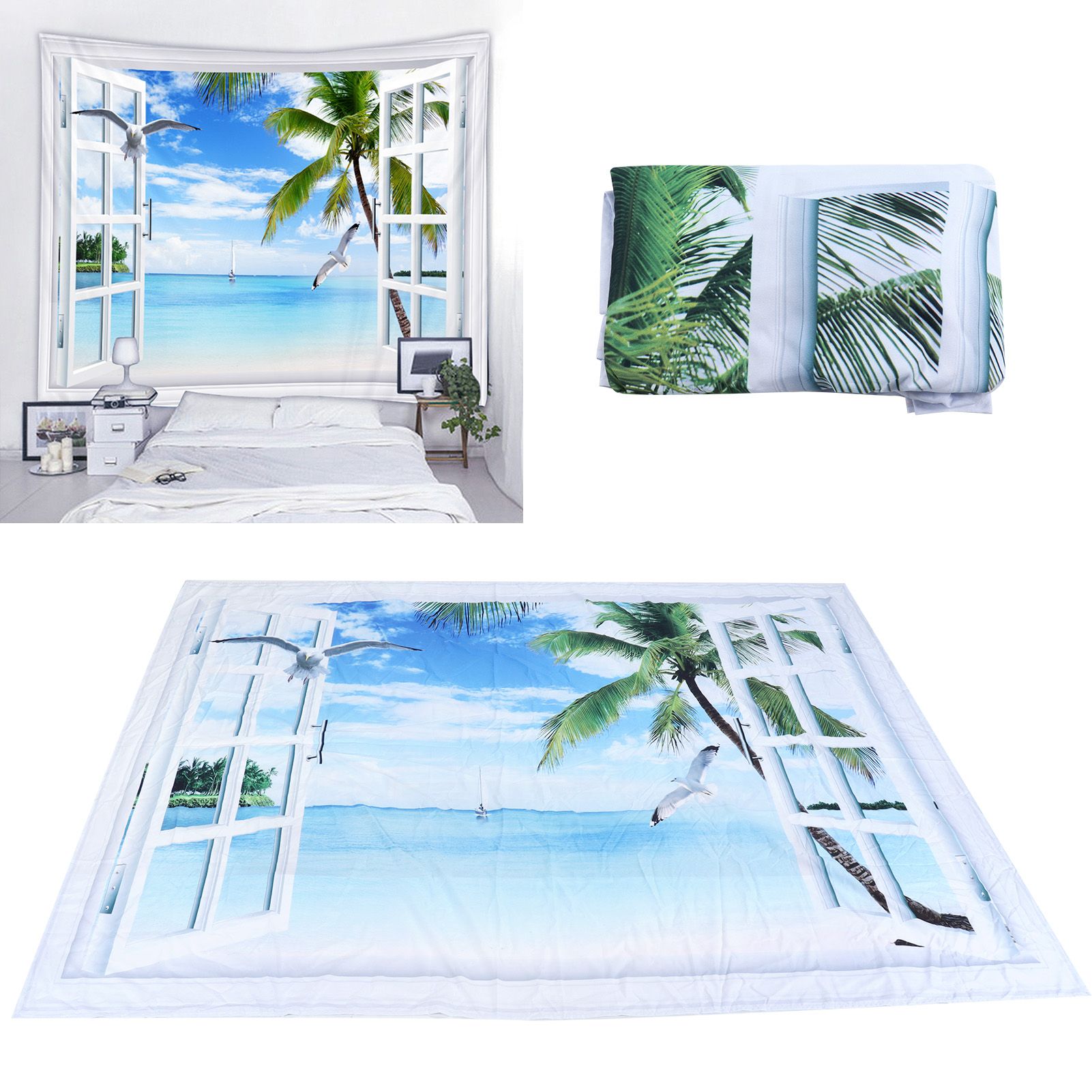 Tapestry 6.6x4.9ft Polyester Fiber Material Beach Landscape Pattern Wall view 11