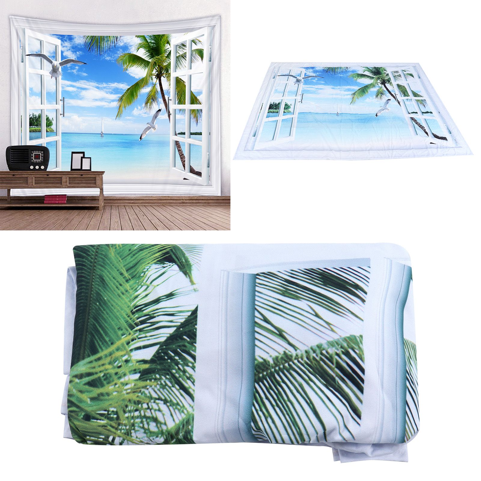 Tapestry 6.6x4.9ft Polyester Fiber Material Beach Landscape Pattern Wall view 12