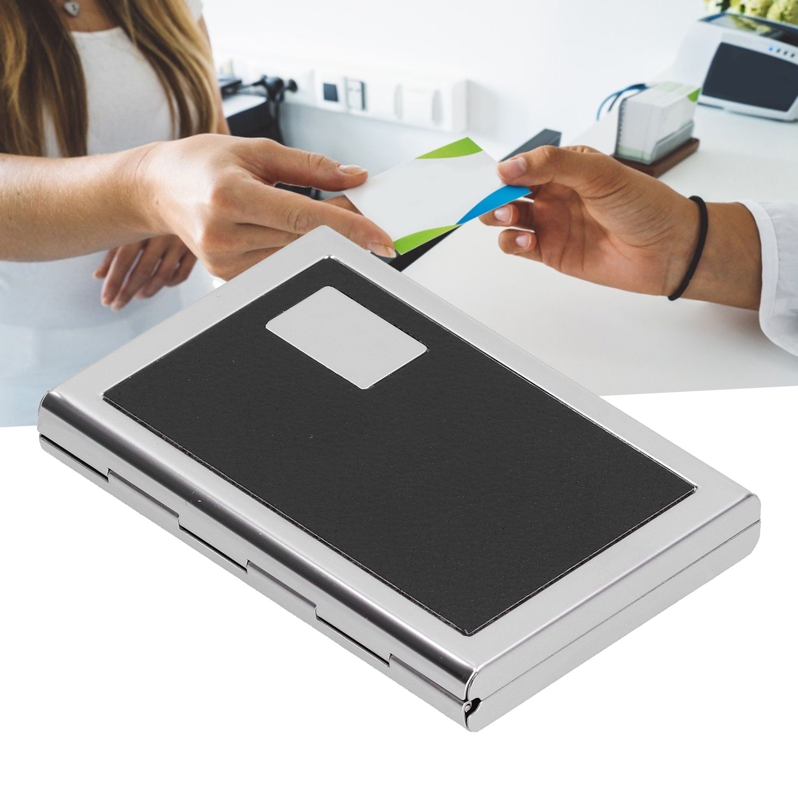 Card Case 6 Card Slots Antimagnetic Stainless Steel Concealed Button Design view 12