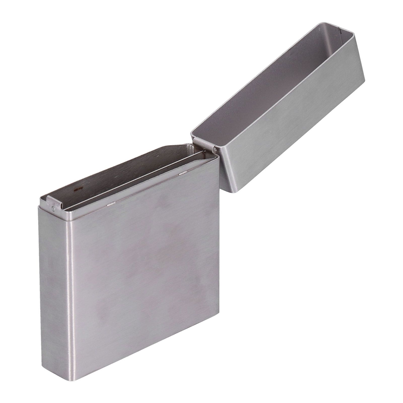 Cigarette Case Portable Brushed Stainless Steel Flip Type Cigarette Storage view 5