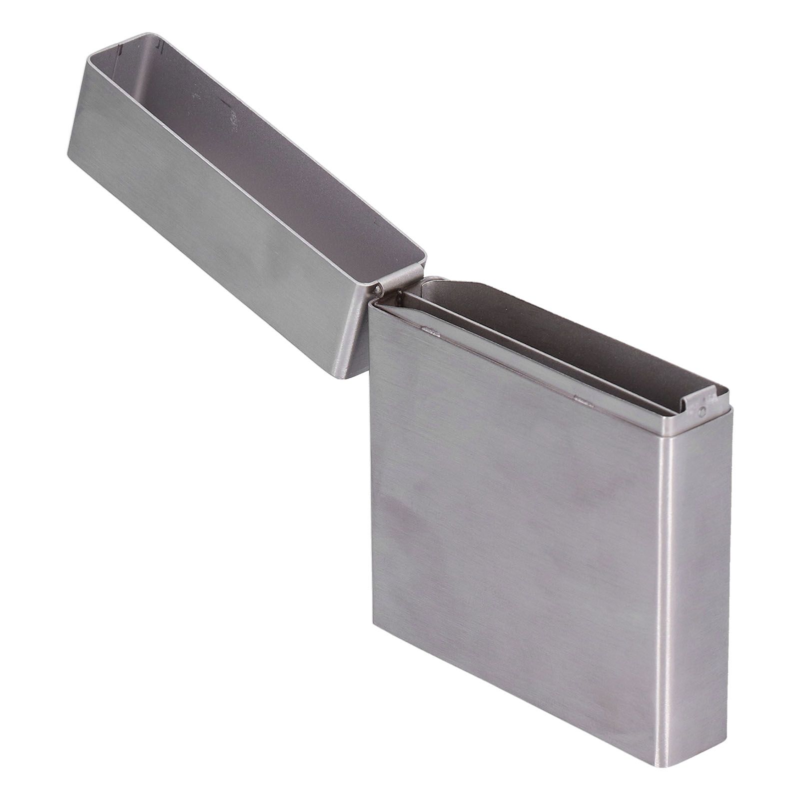 Cigarette Case Portable Brushed Stainless Steel Flip Type Cigarette Storage view 6