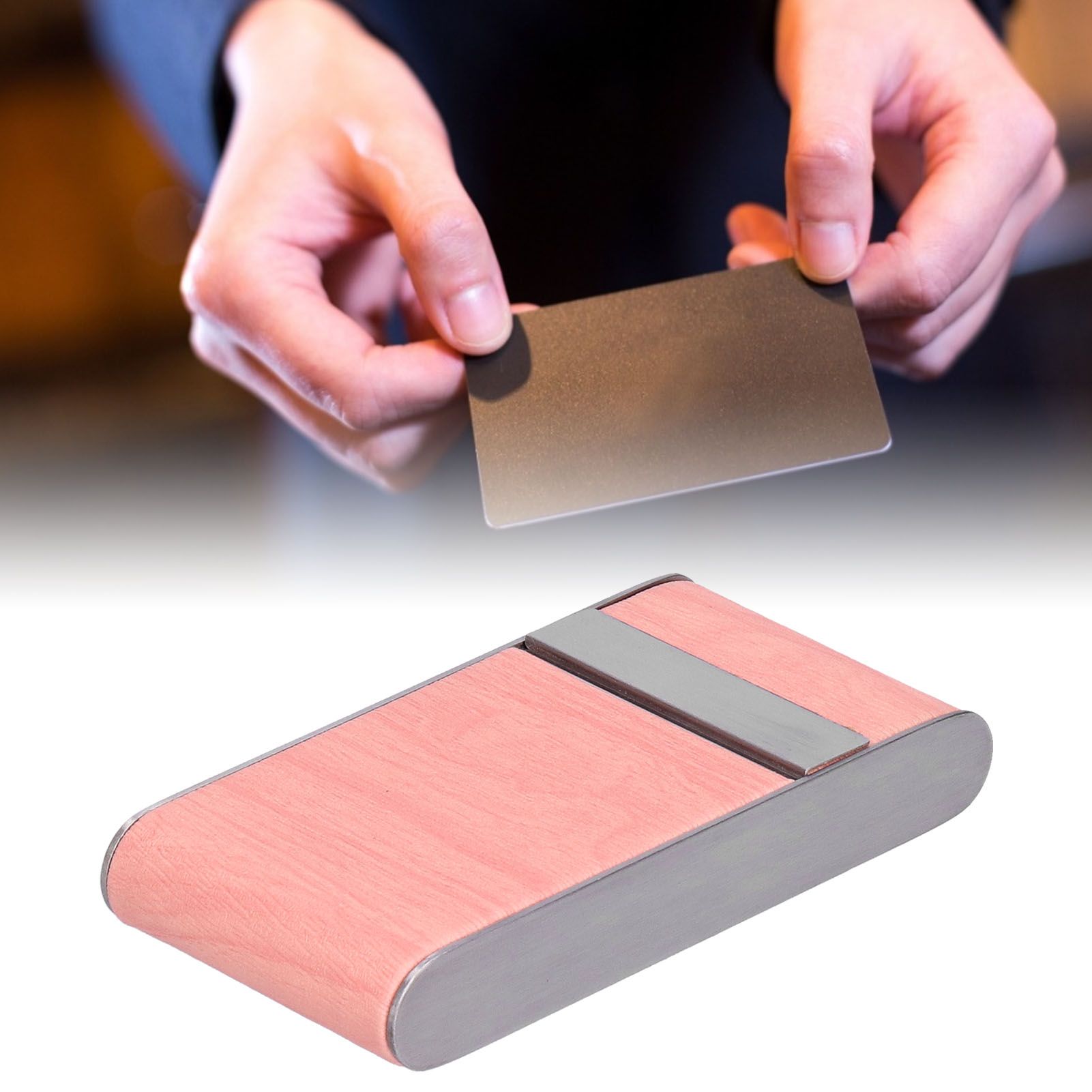 Cigarette Case Portable Women's Wood Grain Stripe Cigarette Storage Case for view 12