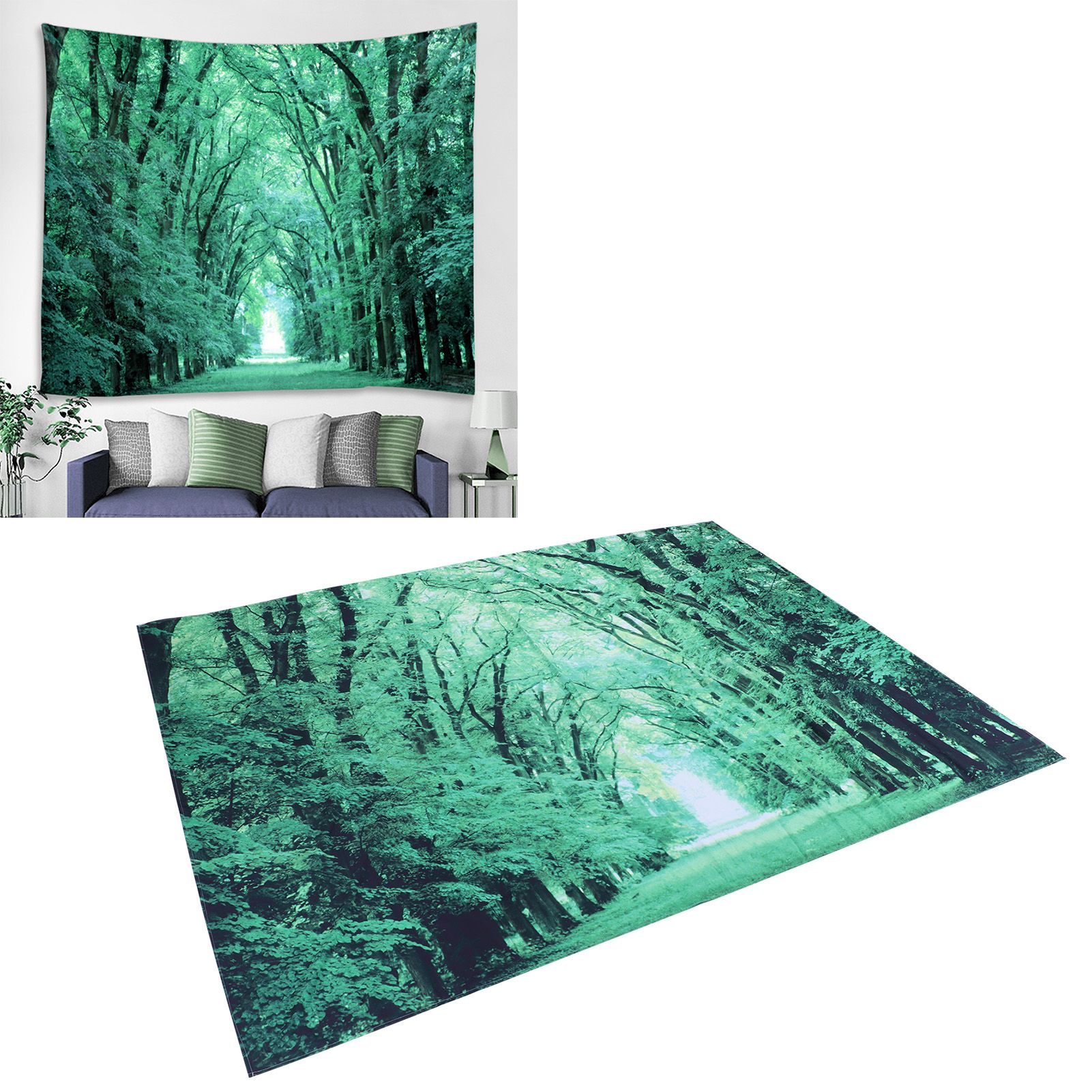 Forest Printing Tapestry Rectangular Wall Hanging Living Room Background Home view 11