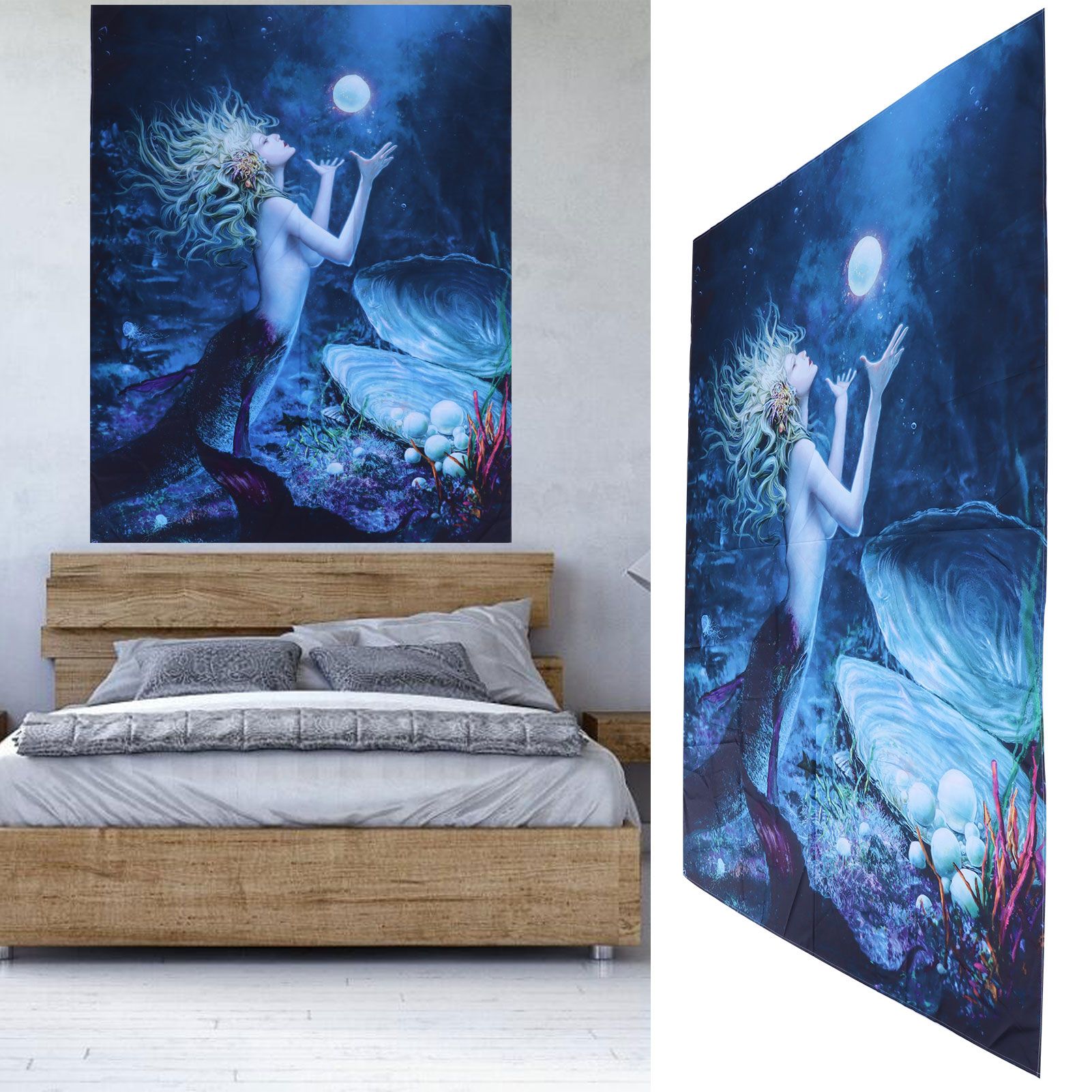 Tapestry Mermaid Pattern Background Tapestry Wall Hanging Blanket Interior view 12