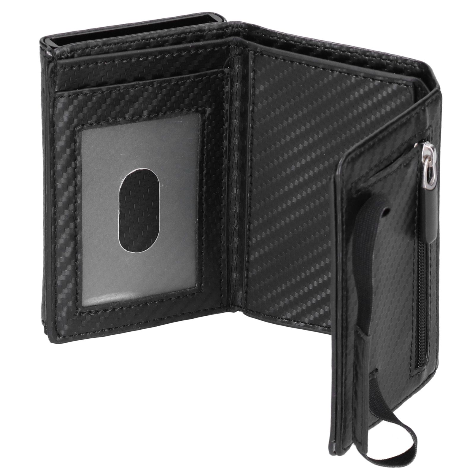Card Holder PU Leather Carbon Fiber Style RFID Business Card Storage Case for view 4