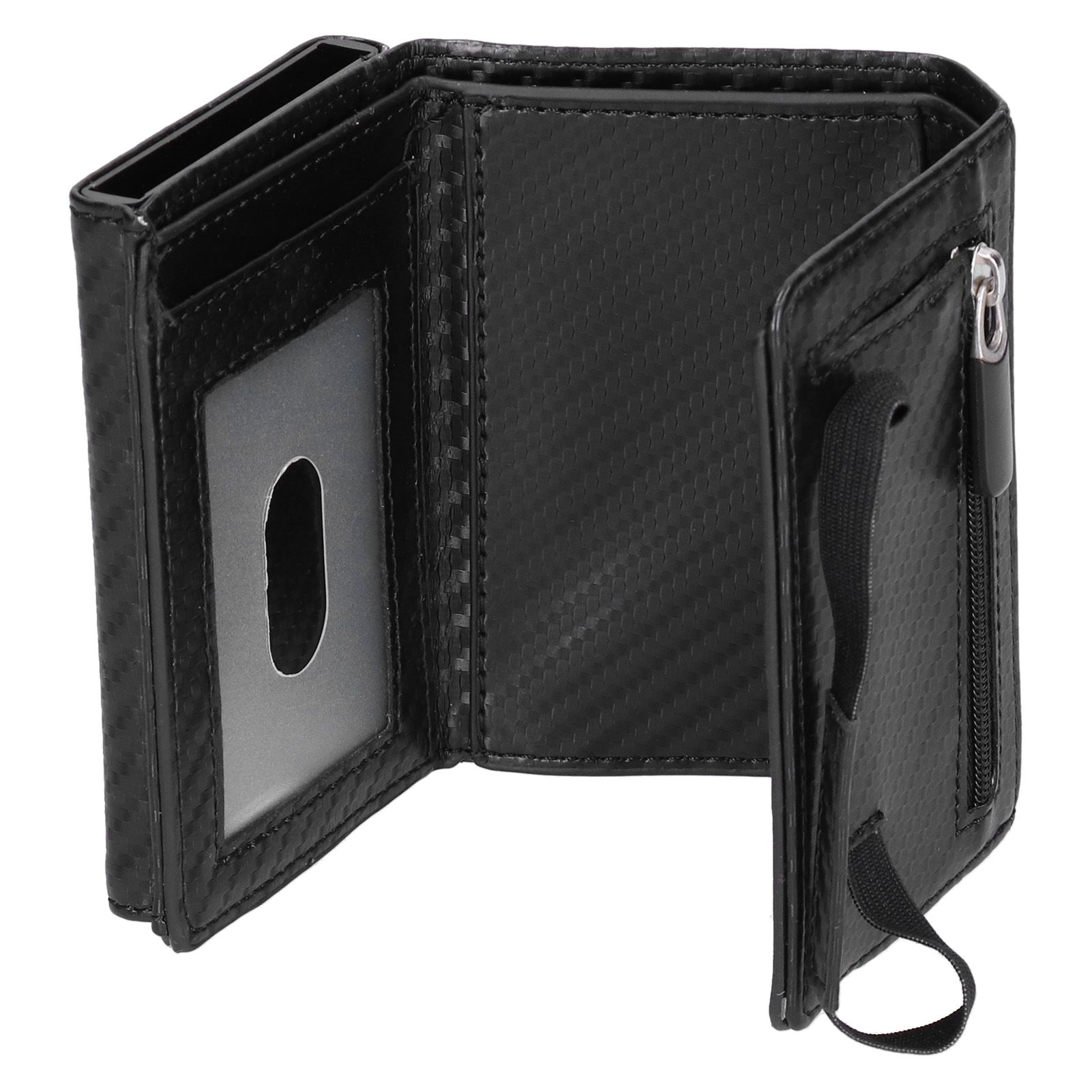 Card Holder PU Leather Carbon Fiber Style RFID Business Card Storage Case for view 5