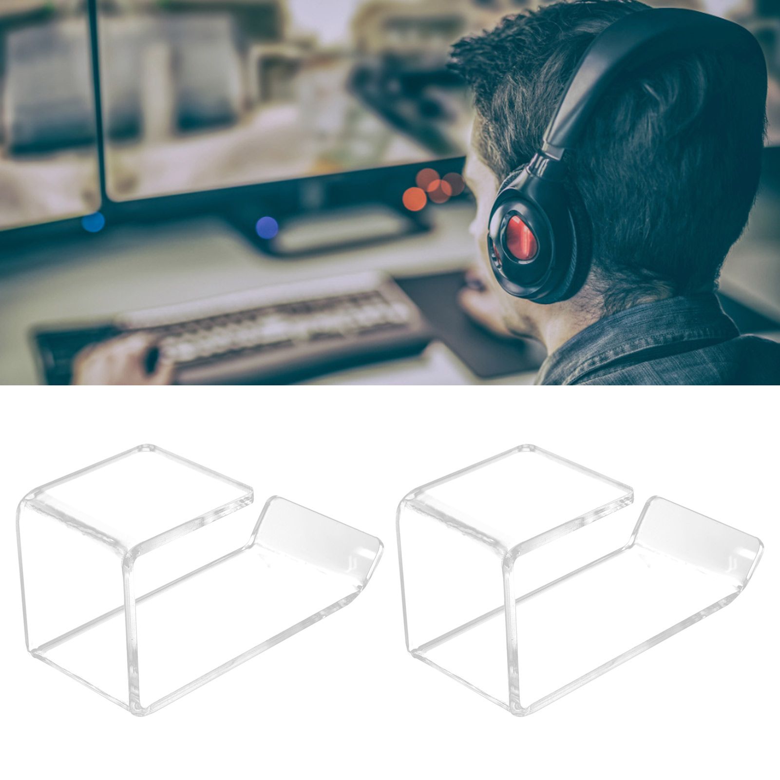 2Pcs Gaming Headset Stand Music Headphone Hanger for Office Desktop Wall Home view 11