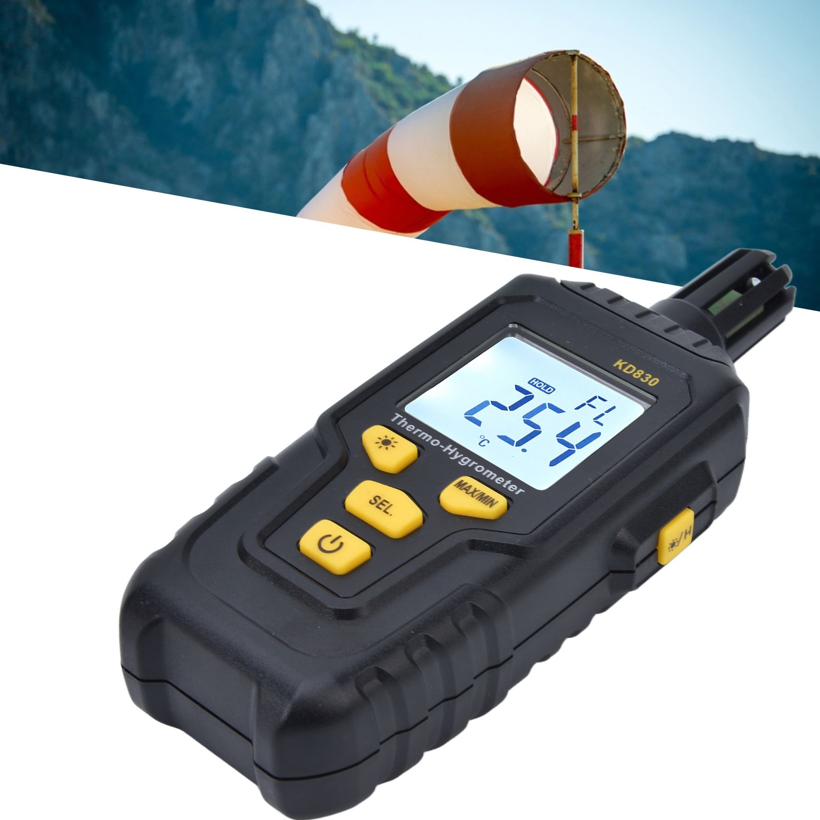 Digital Anemometer LCD Backlight Wind Speed Meter Temperature Humidity Tester view 12