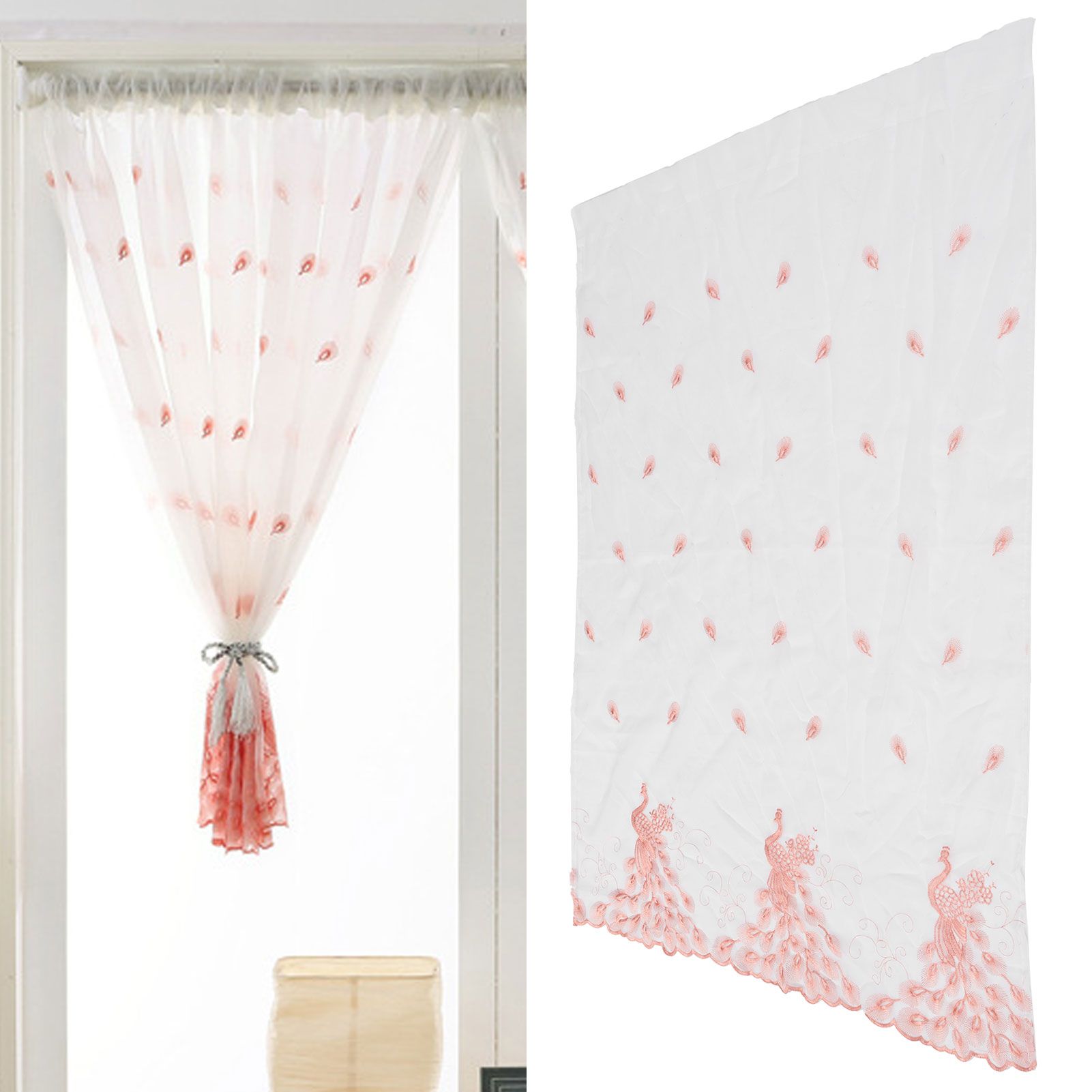 Curtain Peacock Embroidered Pattern Window Screening Curtain for Living Room view 11