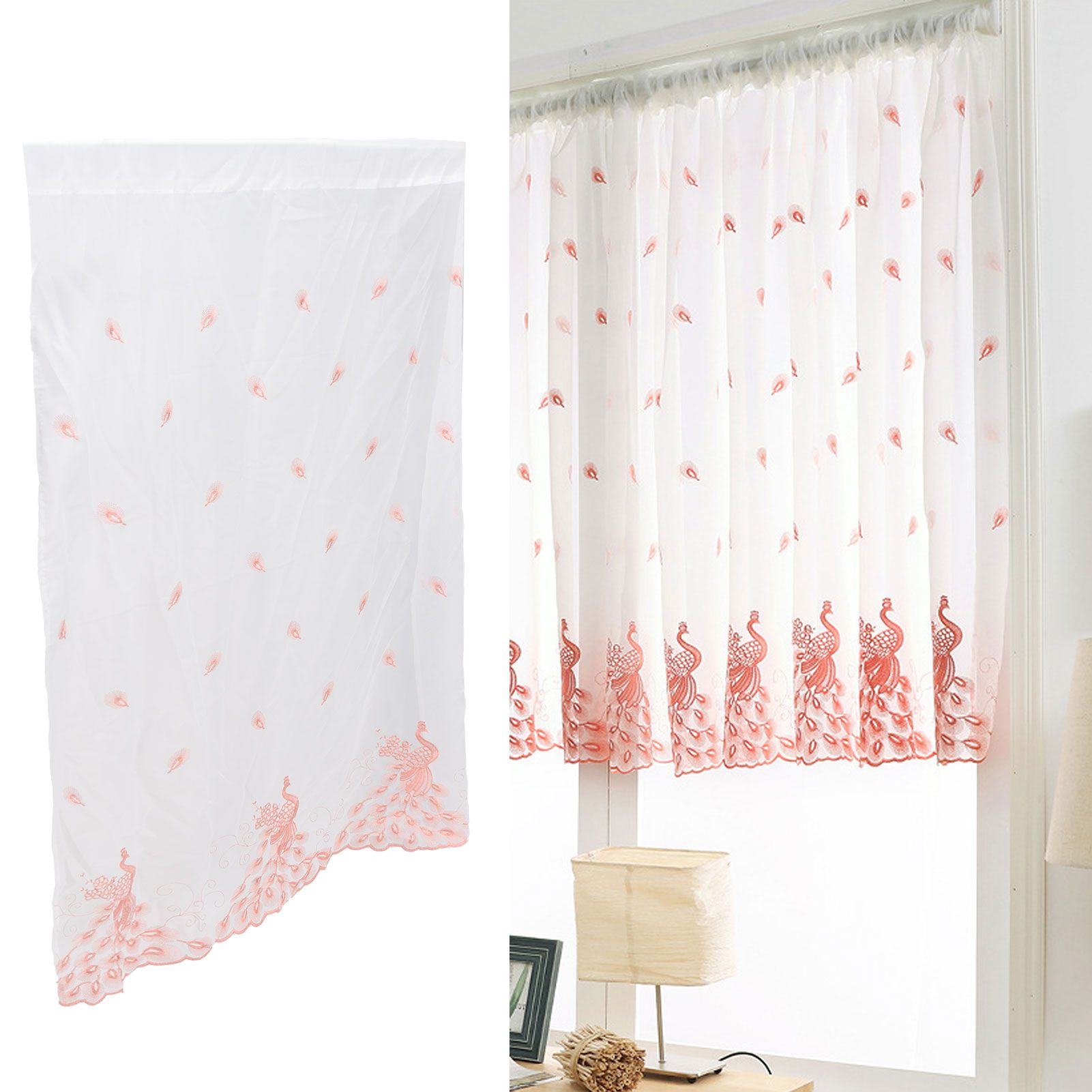 Curtain Peacock Embroidered Pattern Window Screening Curtain for Living Room view 12