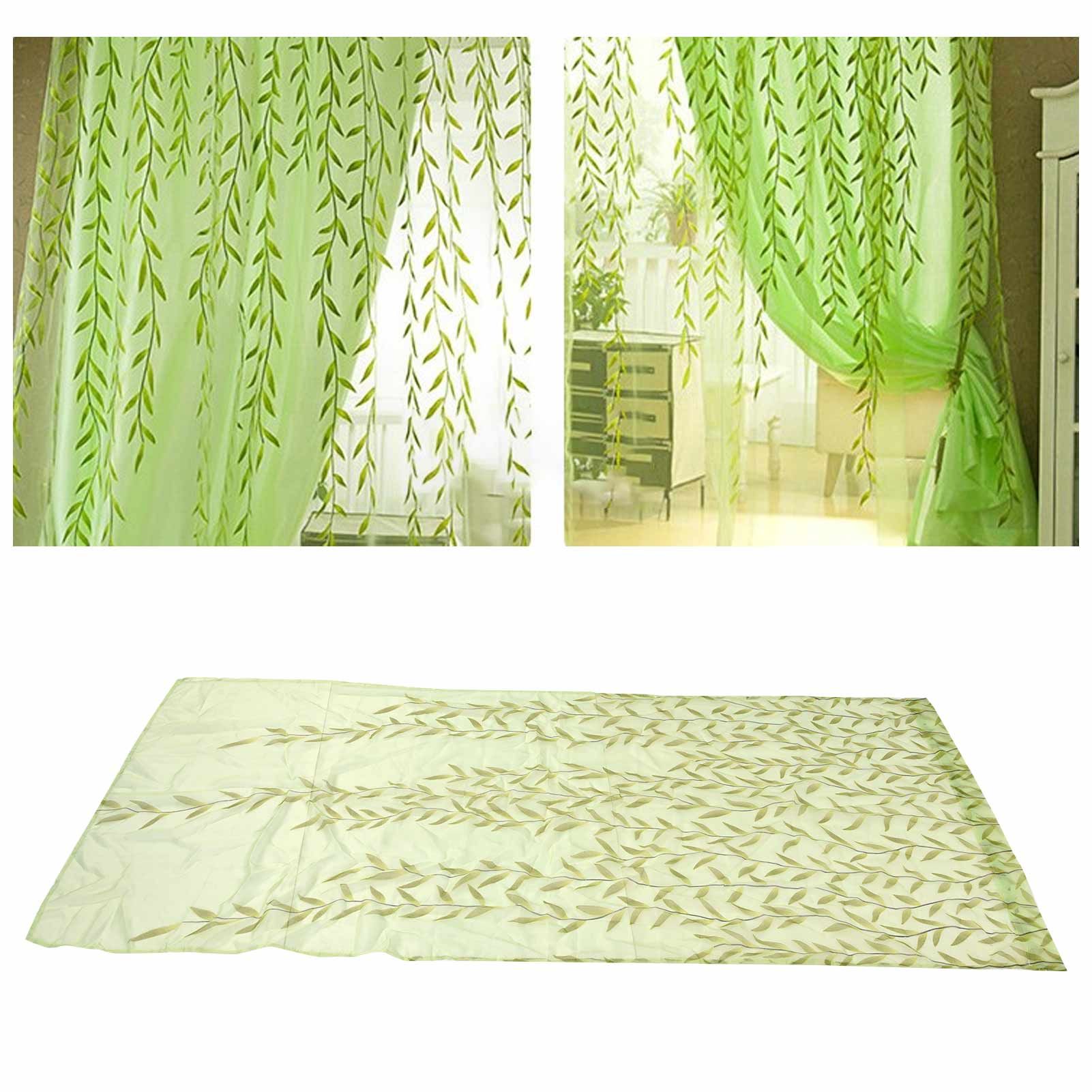 Voile Window Curtain Simple Leaves Printing Pattern Window Curtain for Family view 11