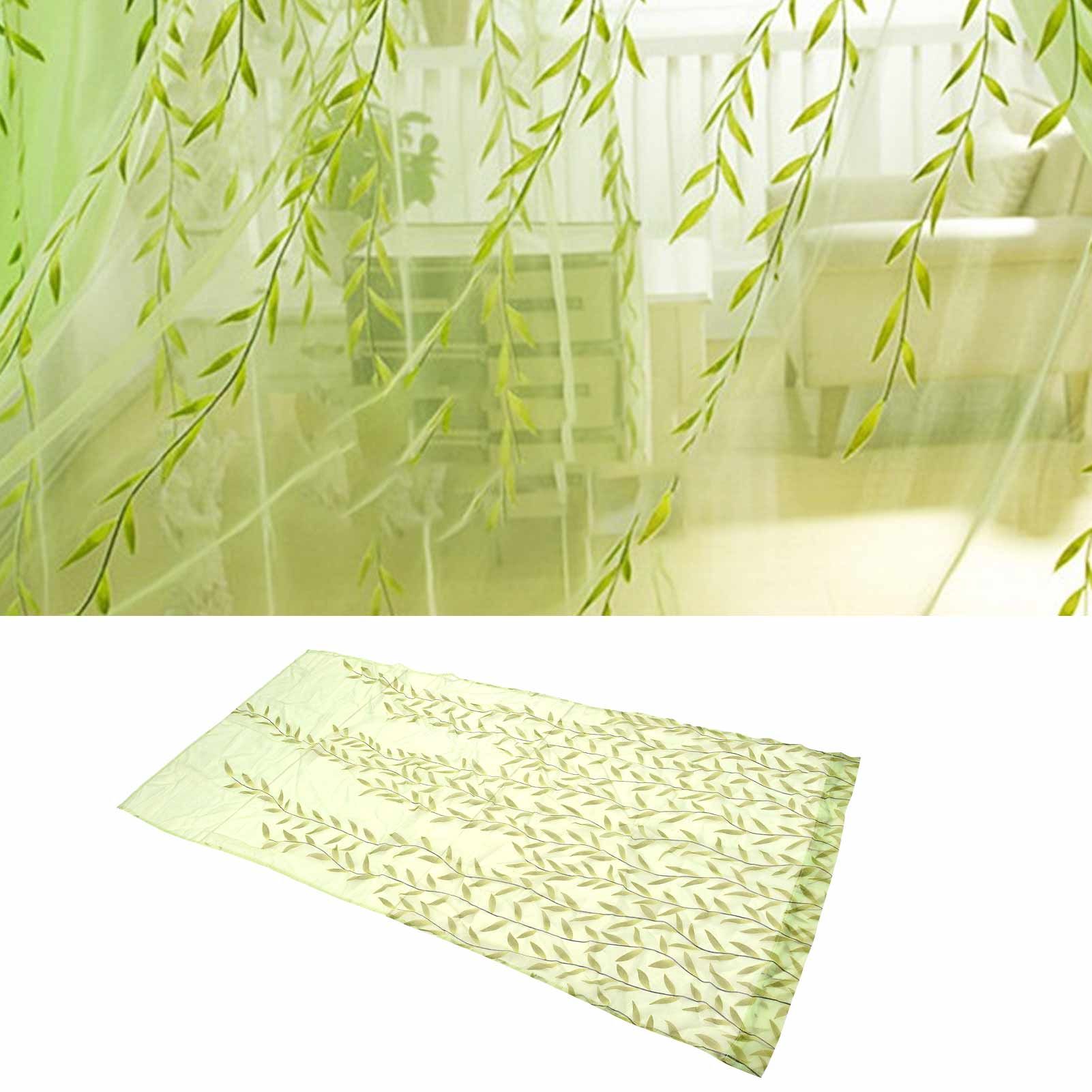 Voile Window Curtain Simple Leaves Printing Pattern Window Curtain for Family view 12