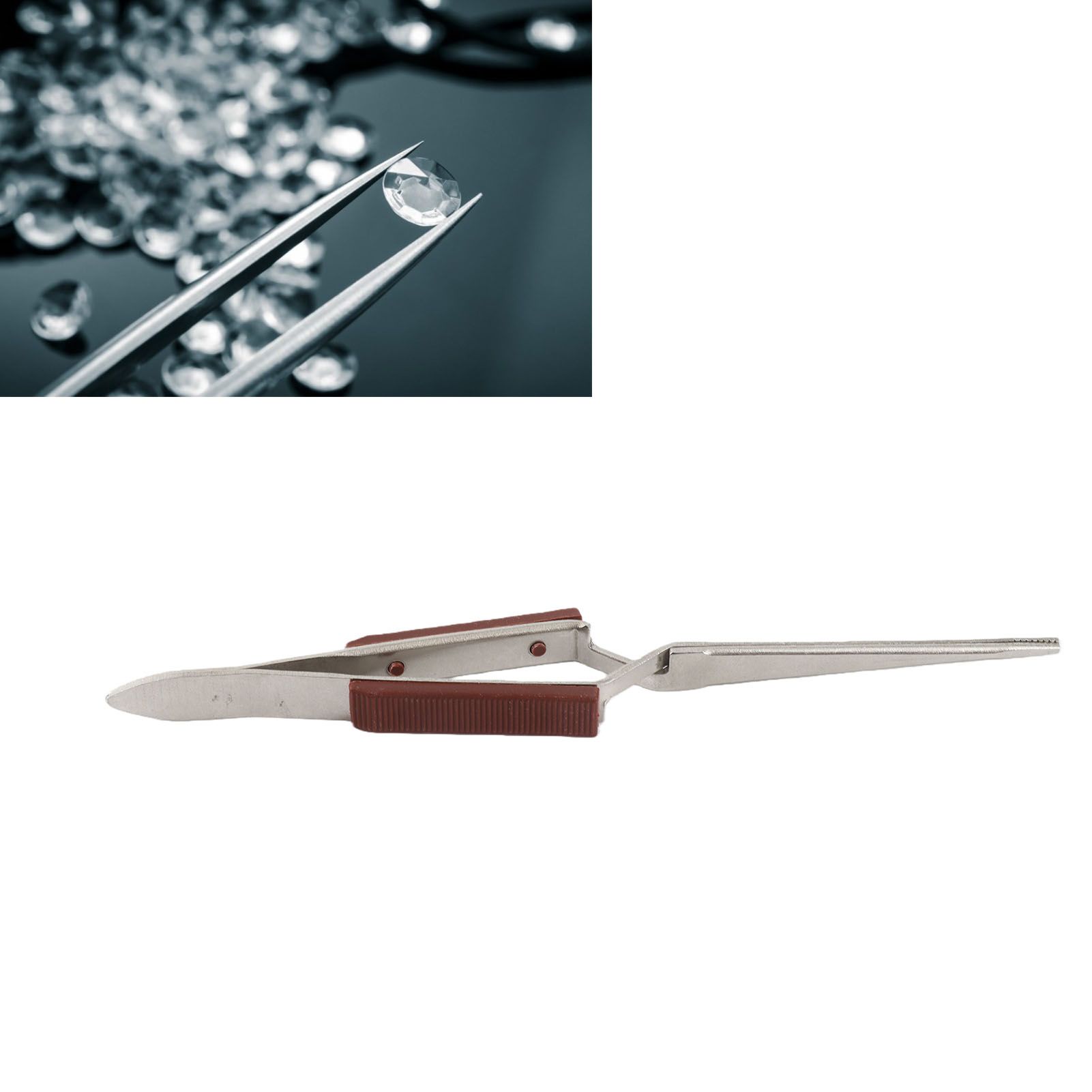Cross‑Lock Jewelry Screw Tweezer with Handle Stainless Steel Jewelry Making view 12