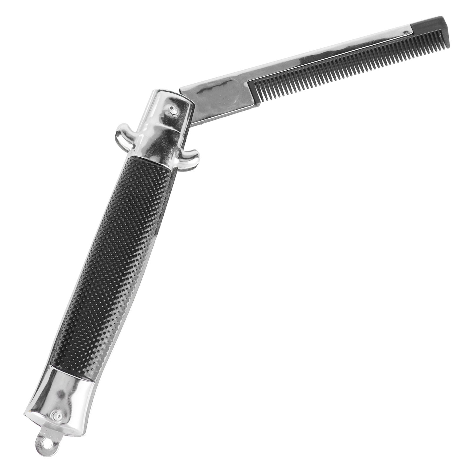 Man's Spring Pocket Oil Hair Comb Folding Automatic Push Button Hair Brush