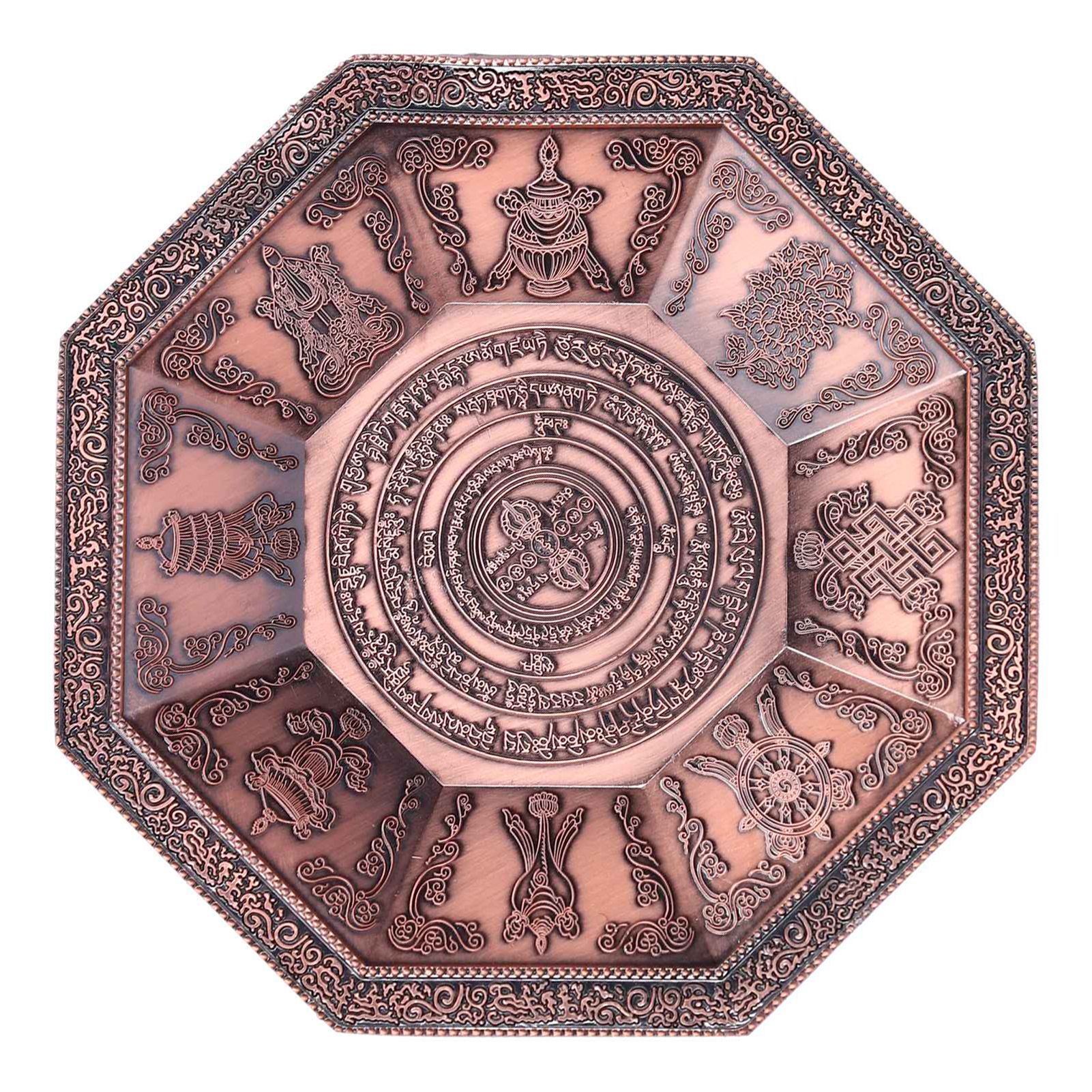 Octagonal Burning Tray Buddhist Scriptures 8 Auspicious Symbols Fire