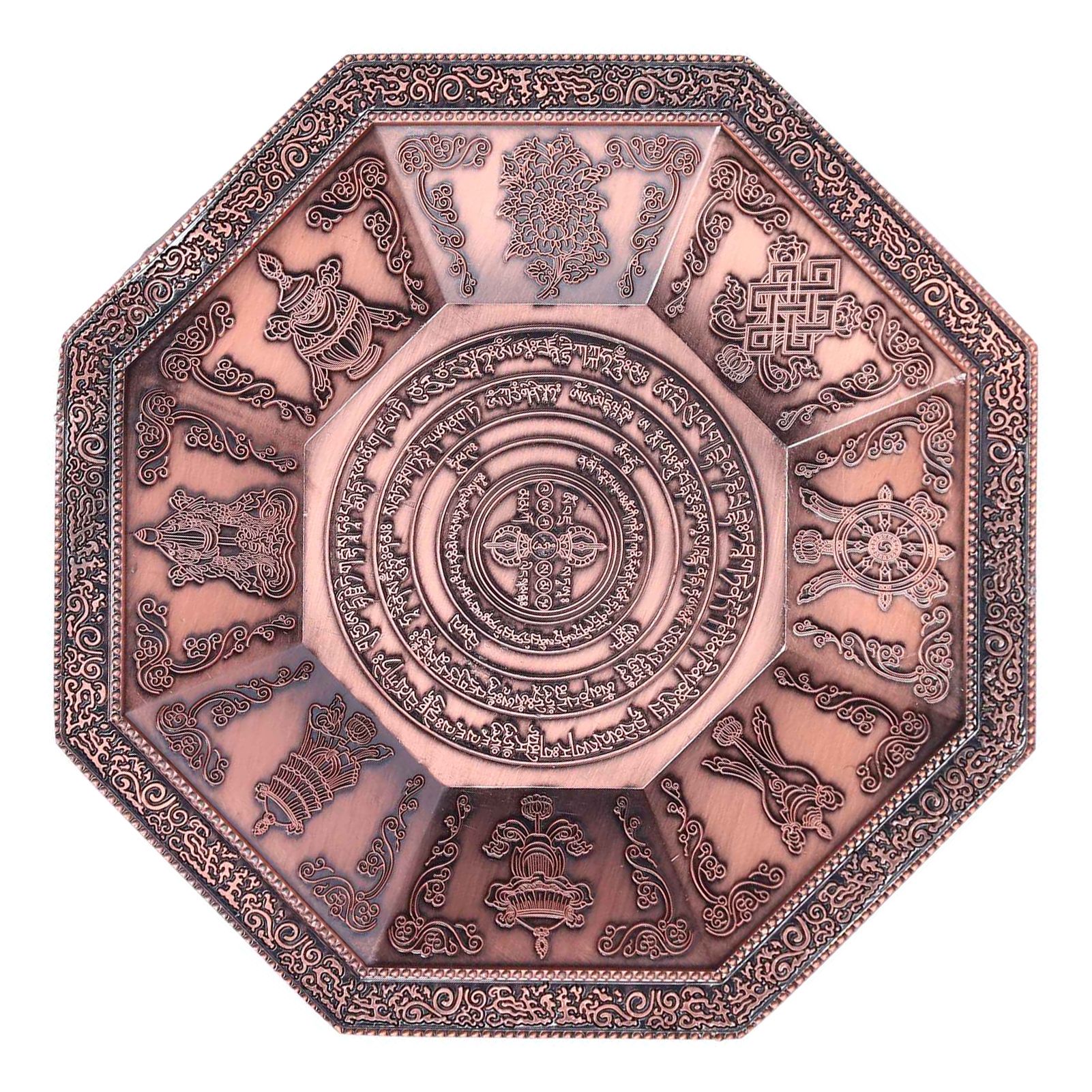 Octagonal Burning Tray Buddhist Scriptures 8 Auspicious Symbols Fire view 2