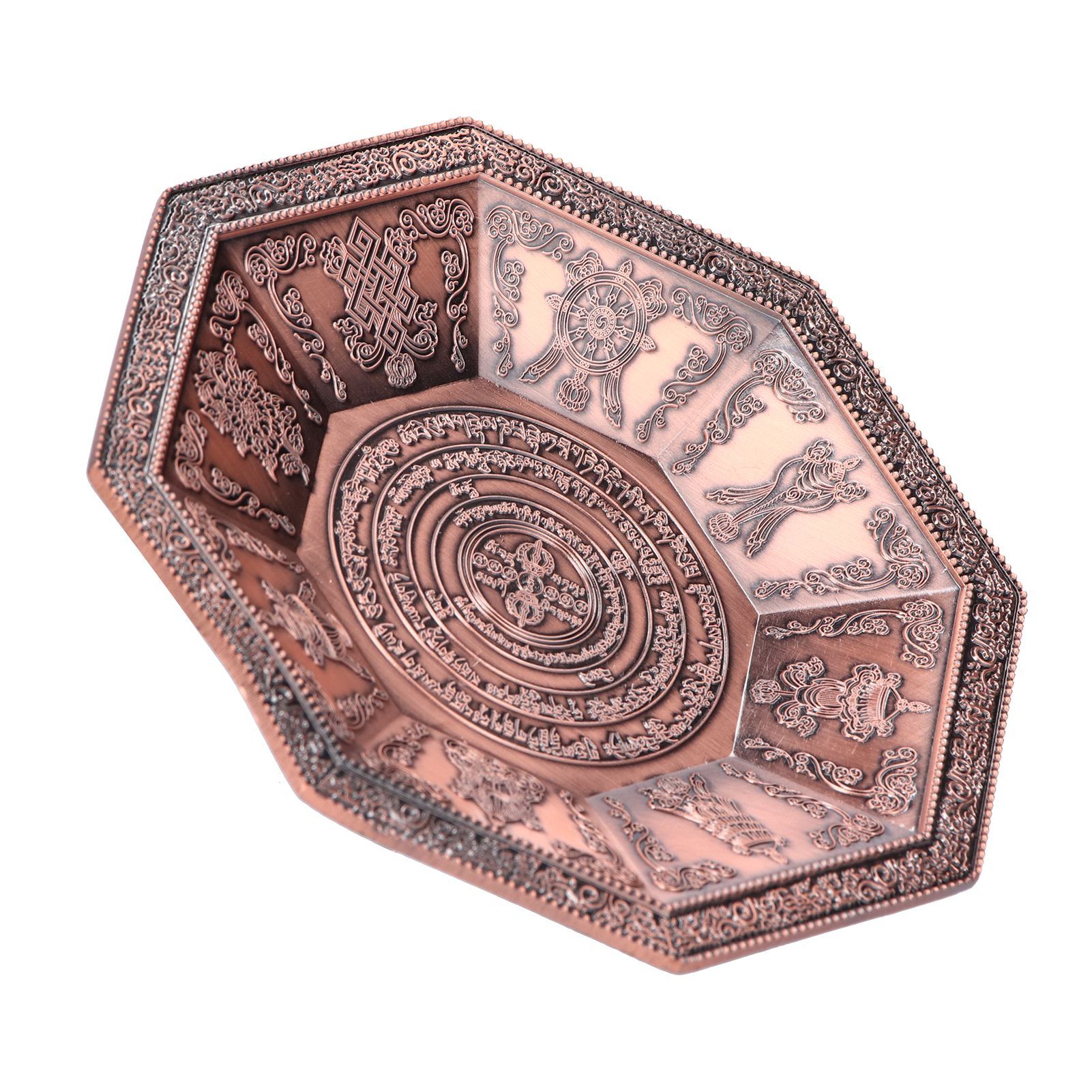 Octagonal Burning Tray Buddhist Scriptures 8 Auspicious Symbols Fire view 3