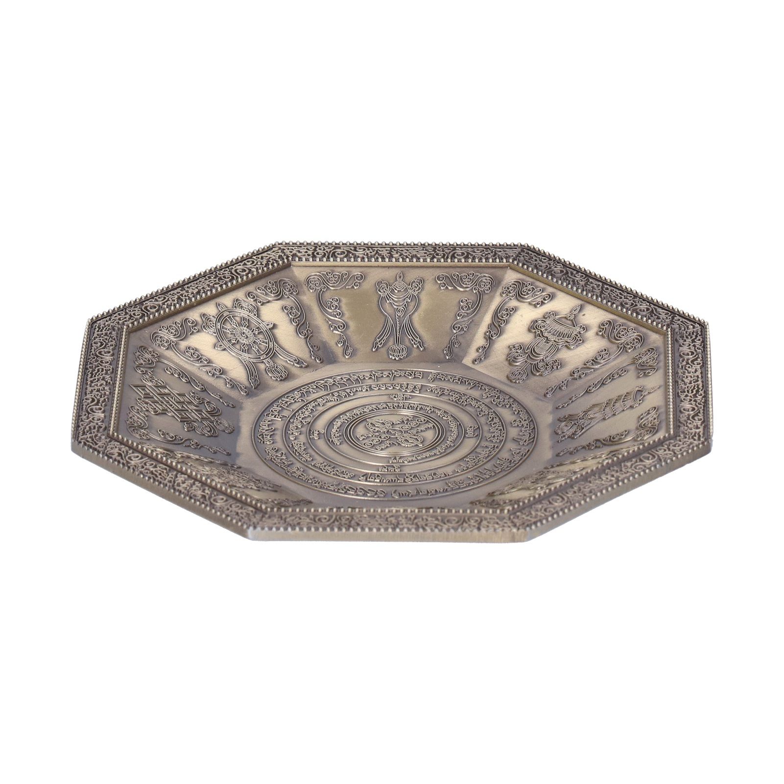 Octagonal Burning Tray Buddhist Scriptures 8 Auspicious Symbols Fire view 3