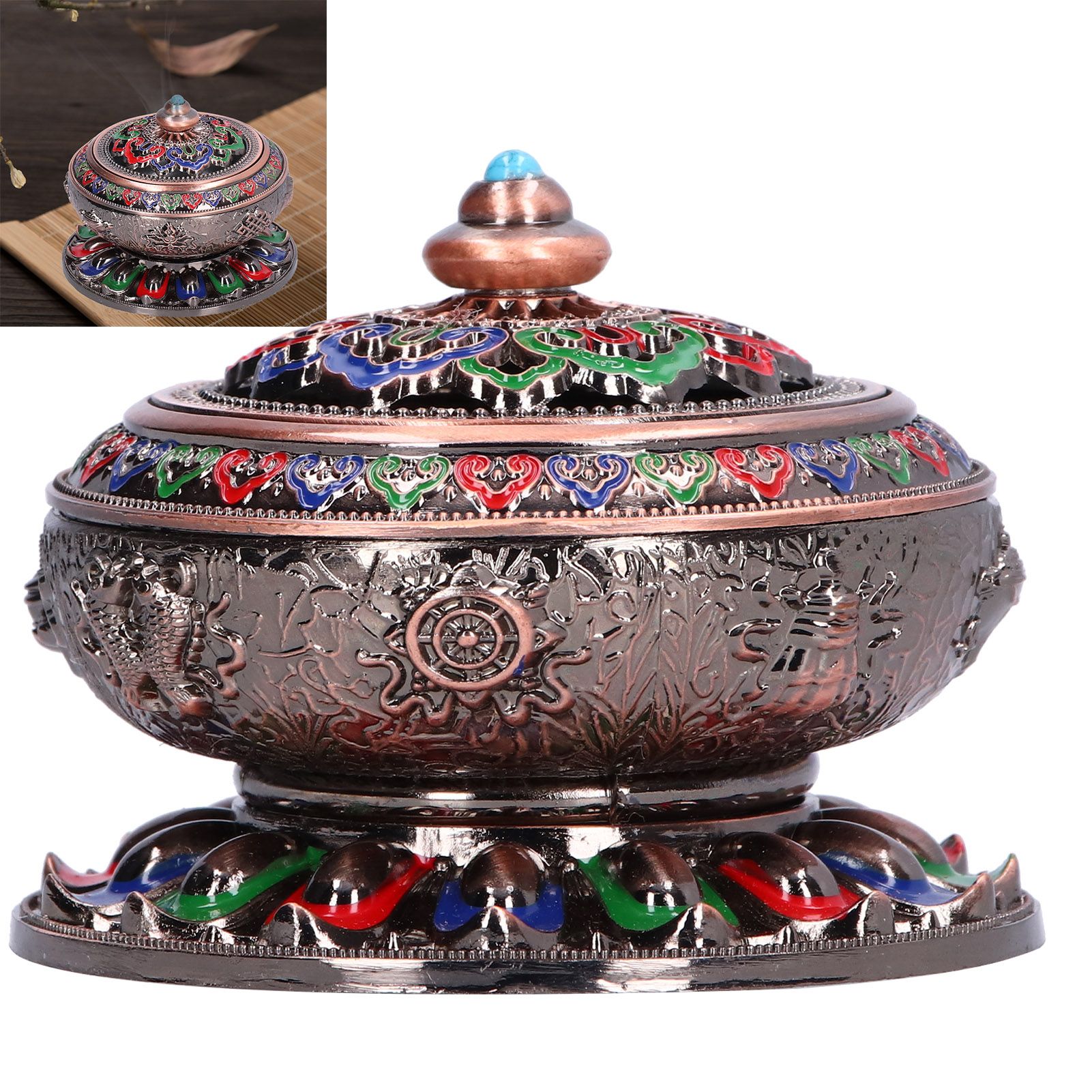 Vintage Incense Burner Copper Alloy Incense Holder for Living Room Tea view 11