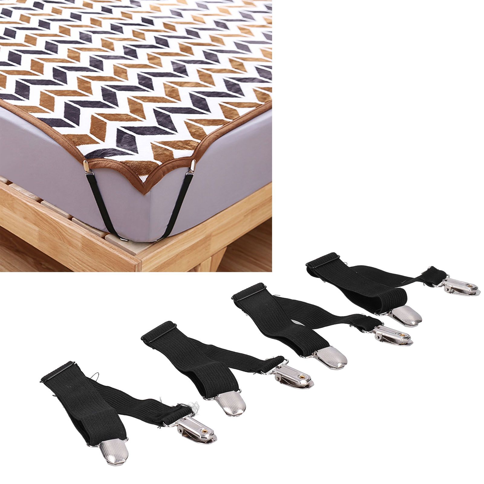 4Pcs Adjustable Bed Sheet Fasteners Suspenders Elastic Sheet Band Straps Clips view 12