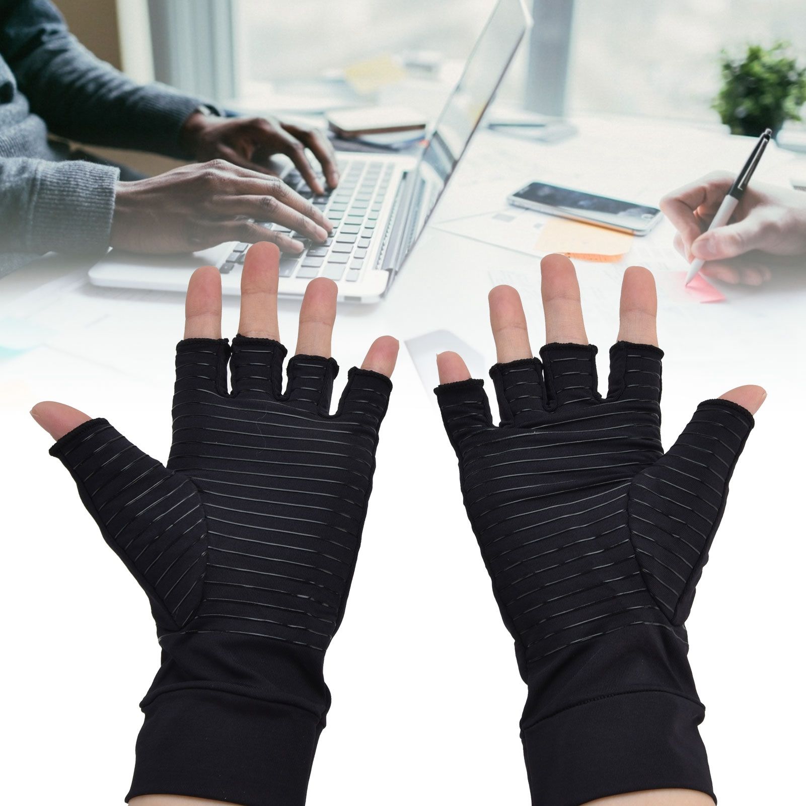 Copper Arthritis Compression Gloves Pain Relieving Half Finger Recovery Gloves view 11