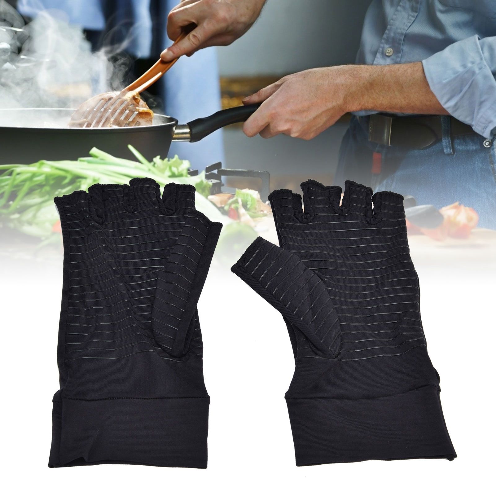 Copper Arthritis Compression Gloves Pain Relieving Half Finger Recovery Gloves view 12