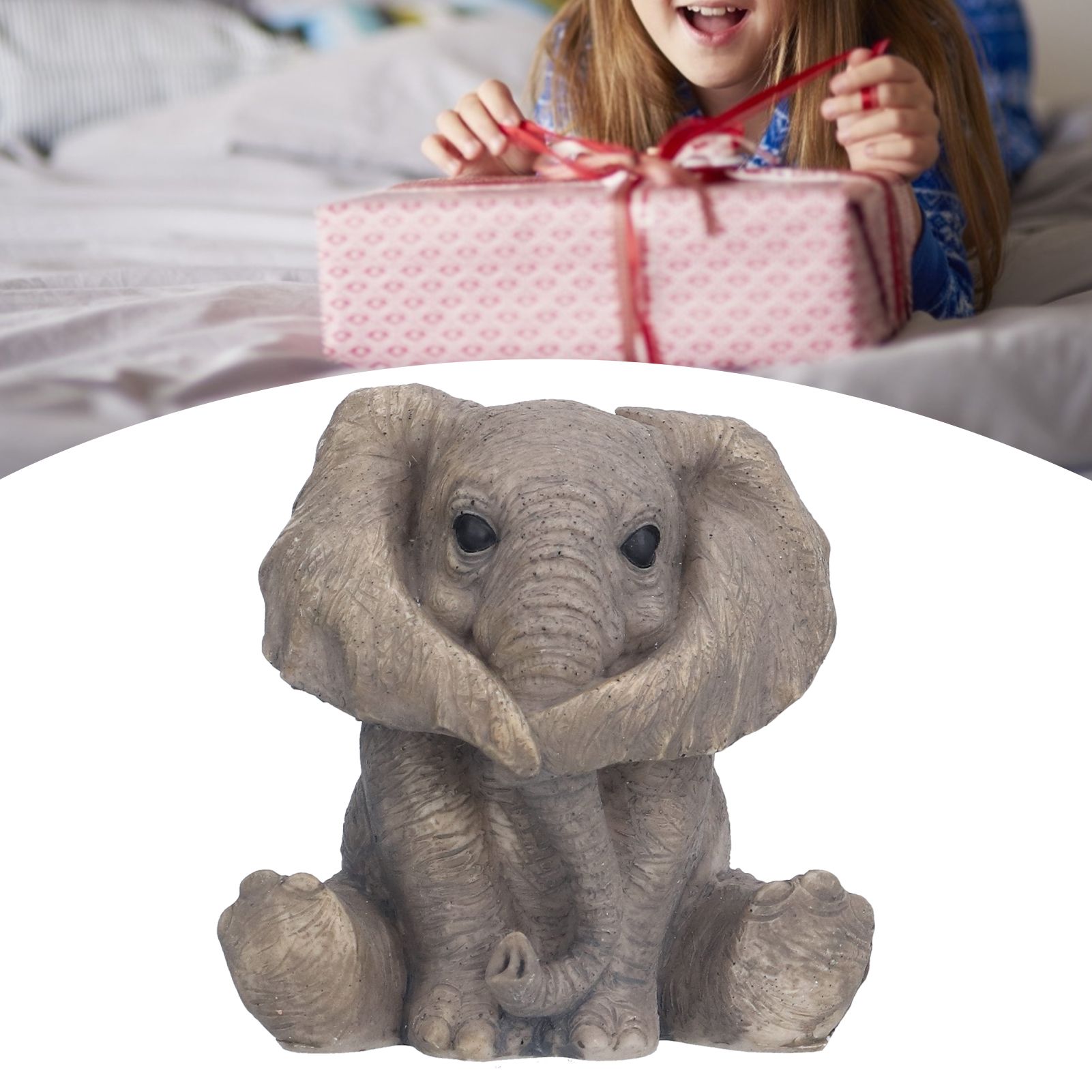 Resin Elephant Statue Crafts Cute Elephant Ornament Home Decoration for Living view 11