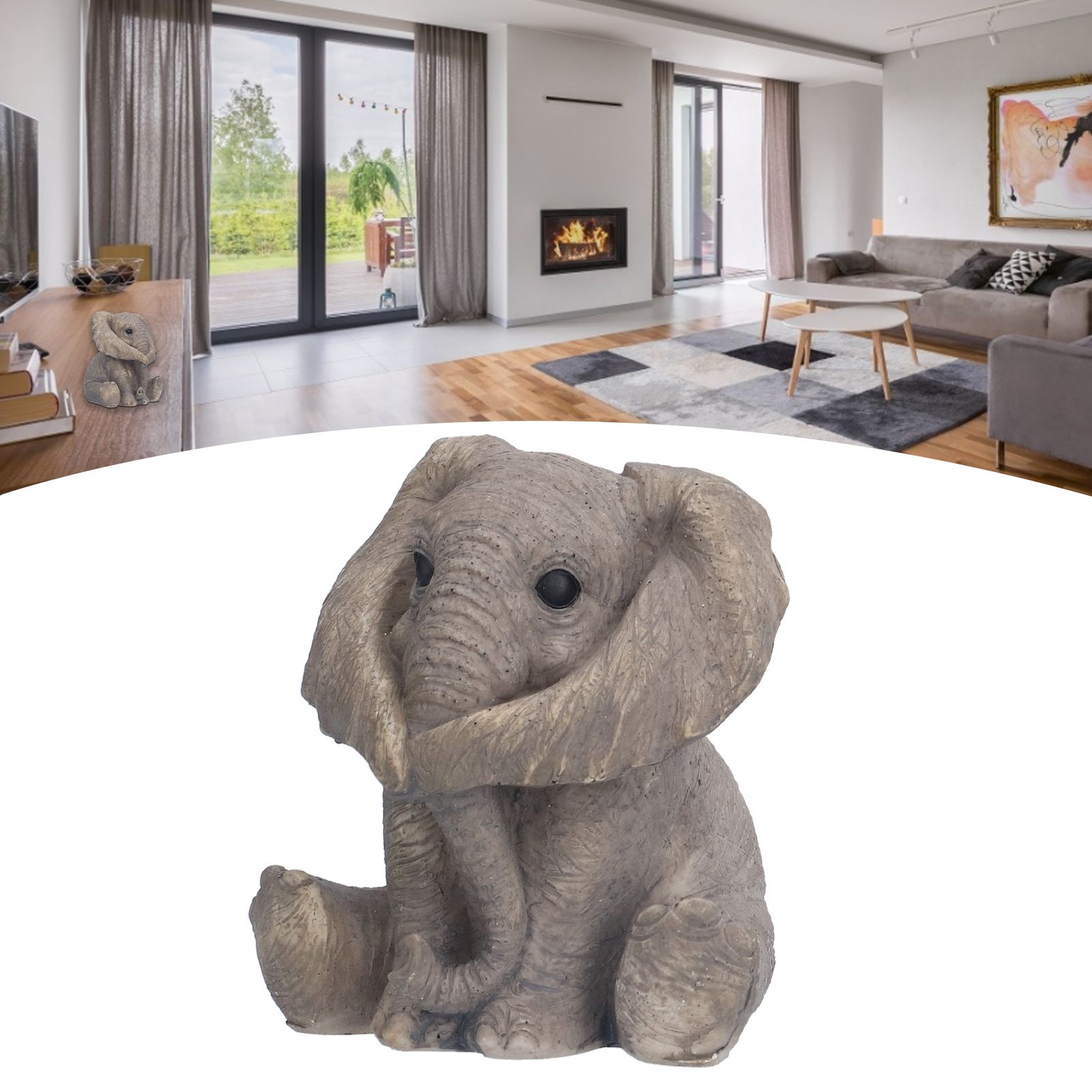 Resin Elephant Statue Crafts Cute Elephant Ornament Home Decoration for Living view 12