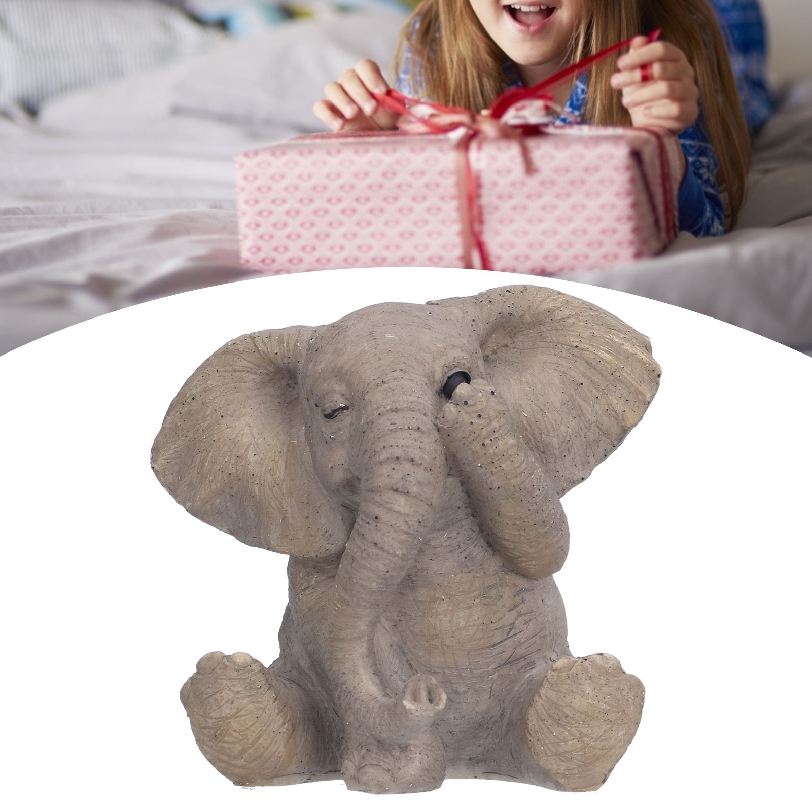 Resin Elephant Statue Crafts Cute Elephant Ornament Home Decoration for Living view 11