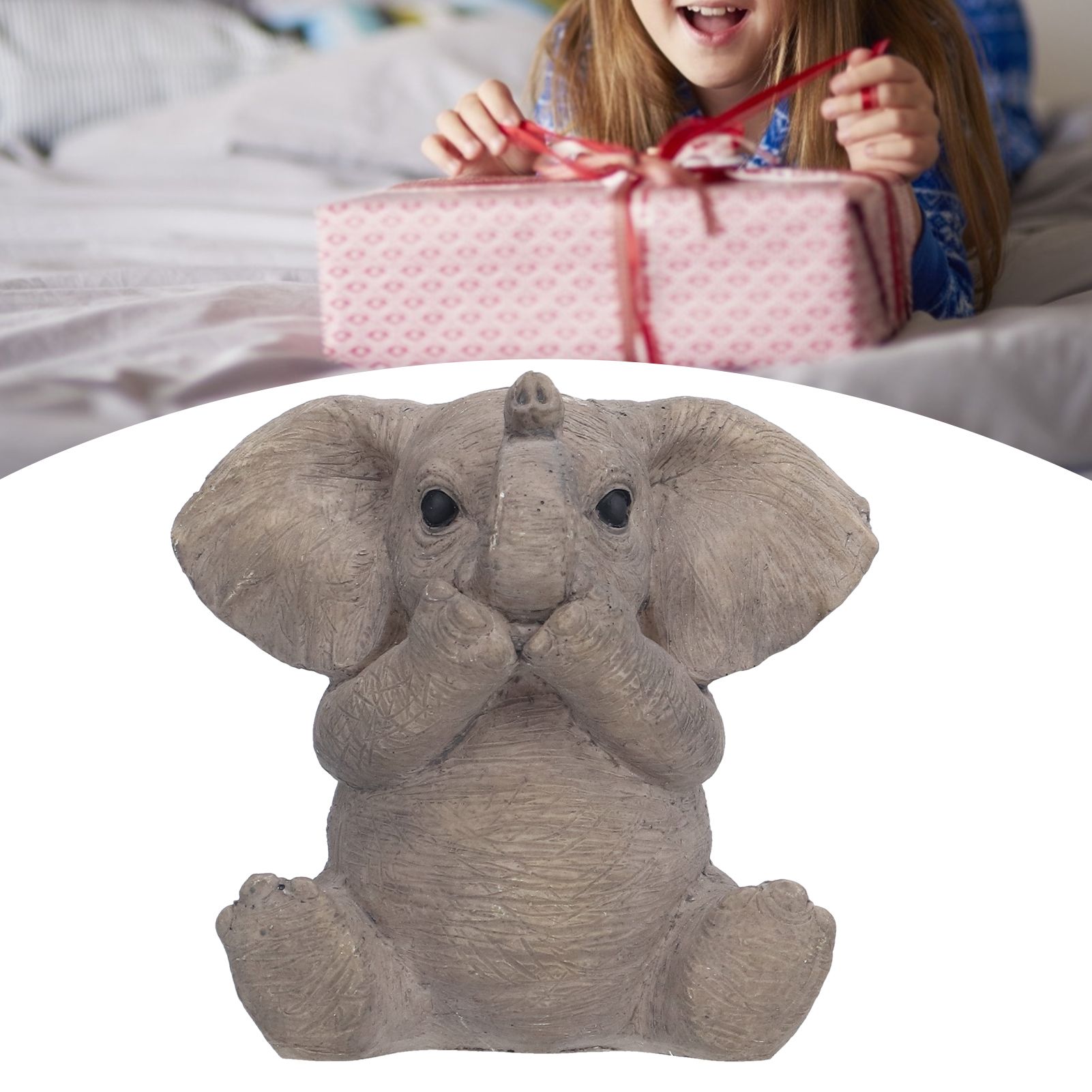 Resin Elephant Statue Crafts Cute Elephant Ornament Home Decoration for Living view 11