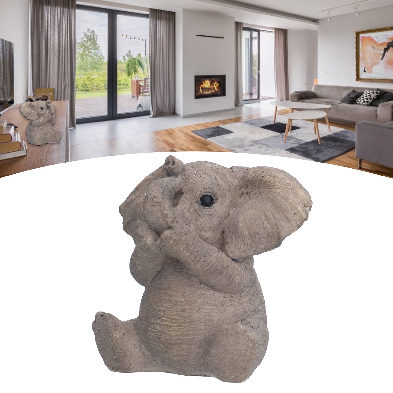 Resin Elephant Statue Crafts Cute Elephant Ornament Home Decoration for Living view 12