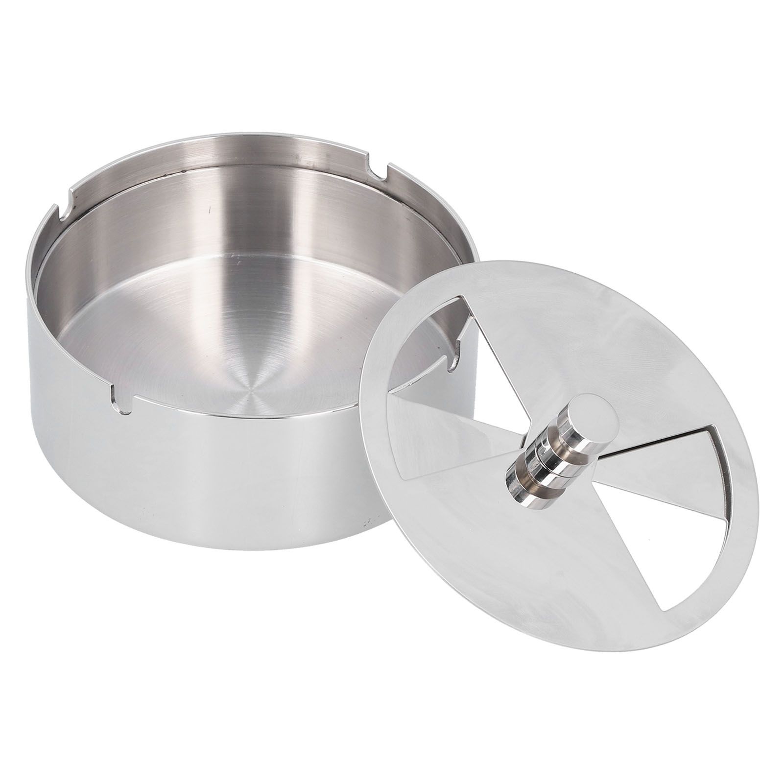 Ashtray Outdoor Thickened Stainless Steel Windproof Rotating Cover Design view 3