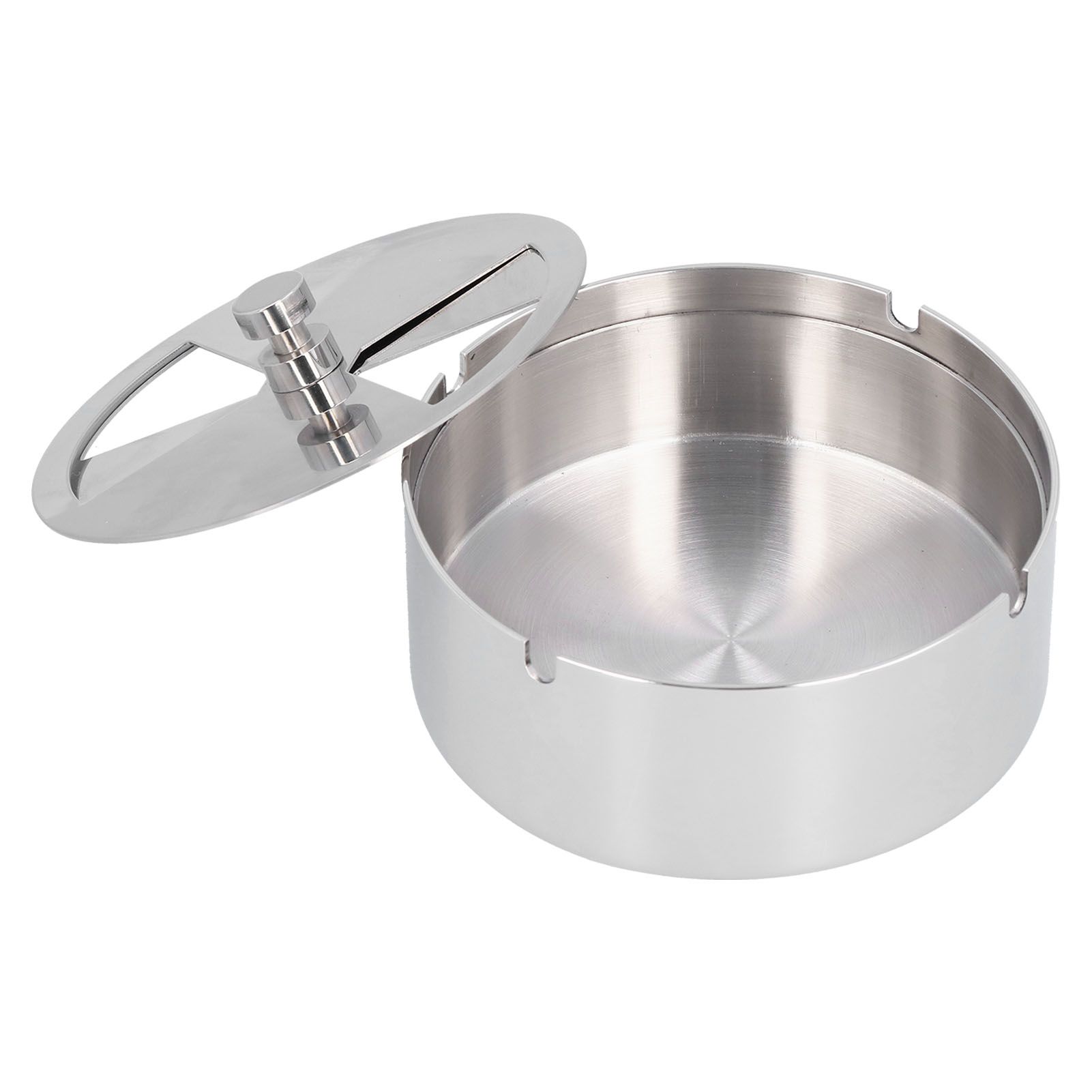 Ashtray Outdoor Thickened Stainless Steel Windproof Rotating Cover Design view 4