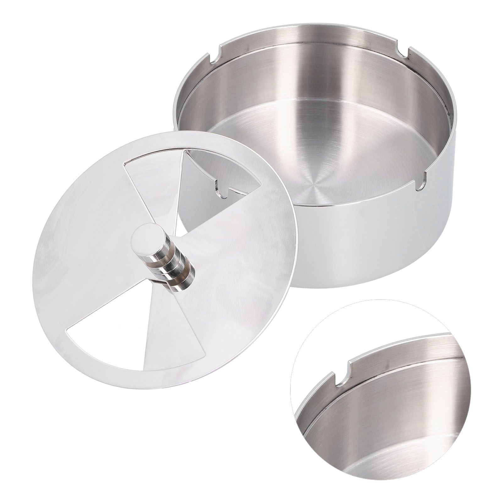 Ashtray Outdoor Thickened Stainless Steel Windproof Rotating Cover Design view 6