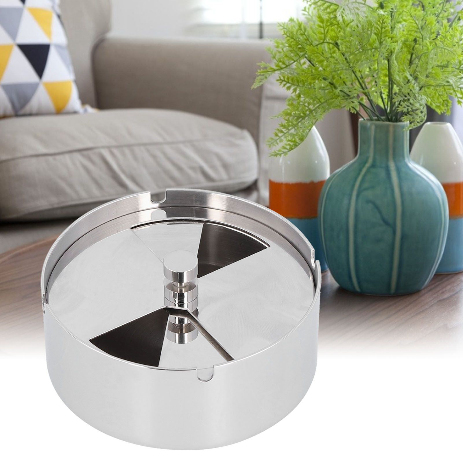 Ashtray Outdoor Thickened Stainless Steel Windproof Rotating Cover Design view 11
