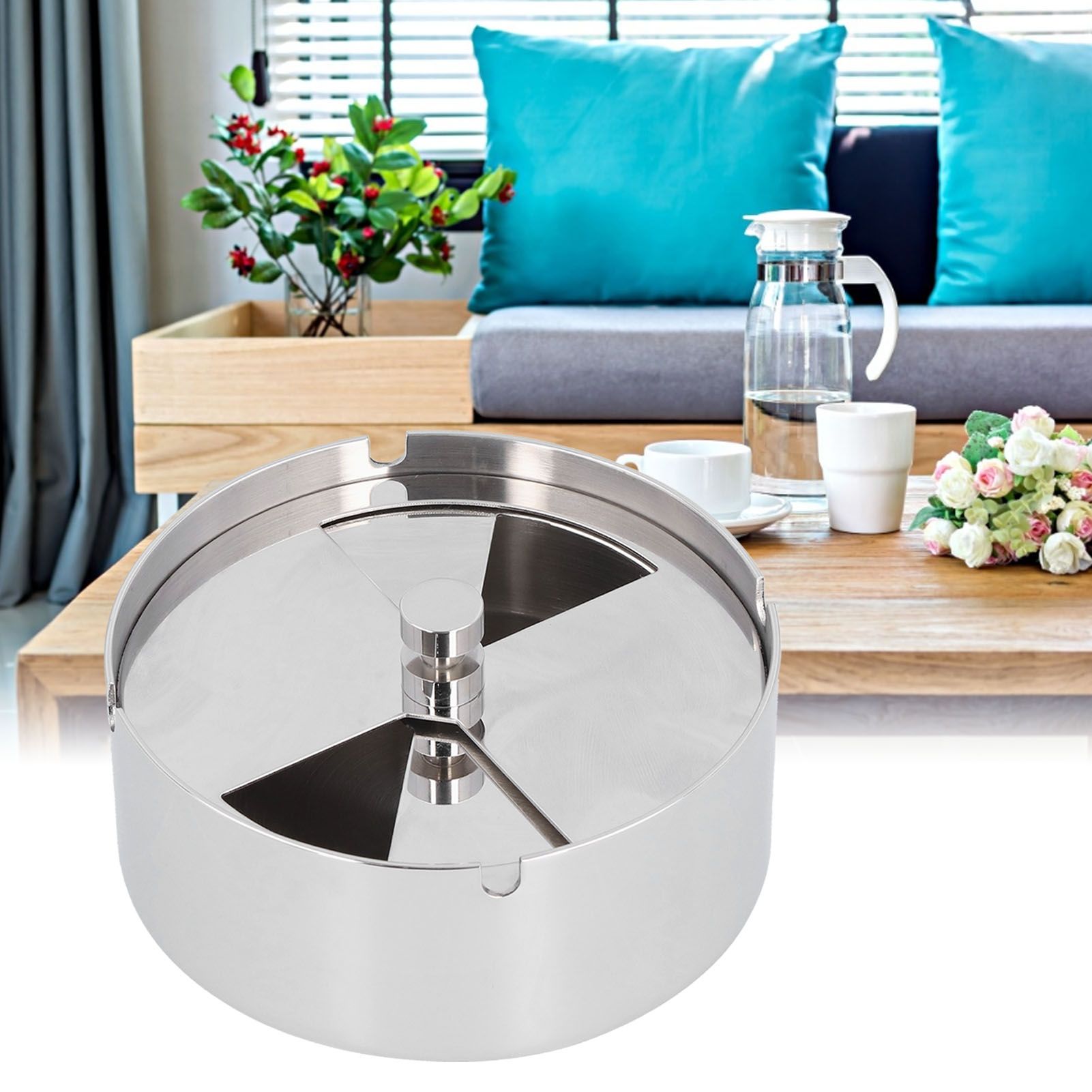 Ashtray Outdoor Thickened Stainless Steel Windproof Rotating Cover Design view 12