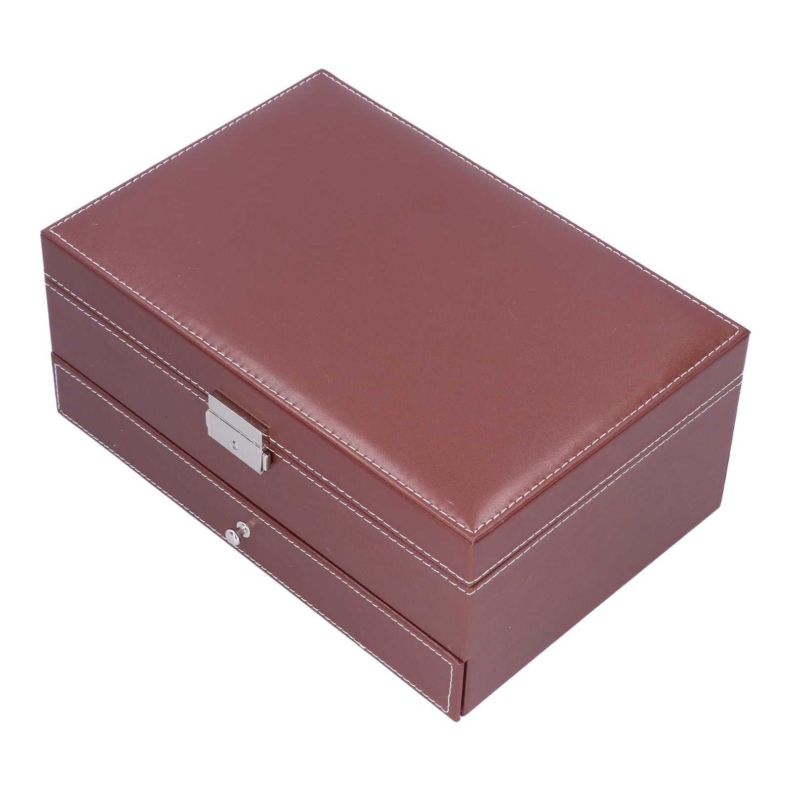 Jewelry Storage Box Double Layer PU Leather Necklace Watches Organizer view 8